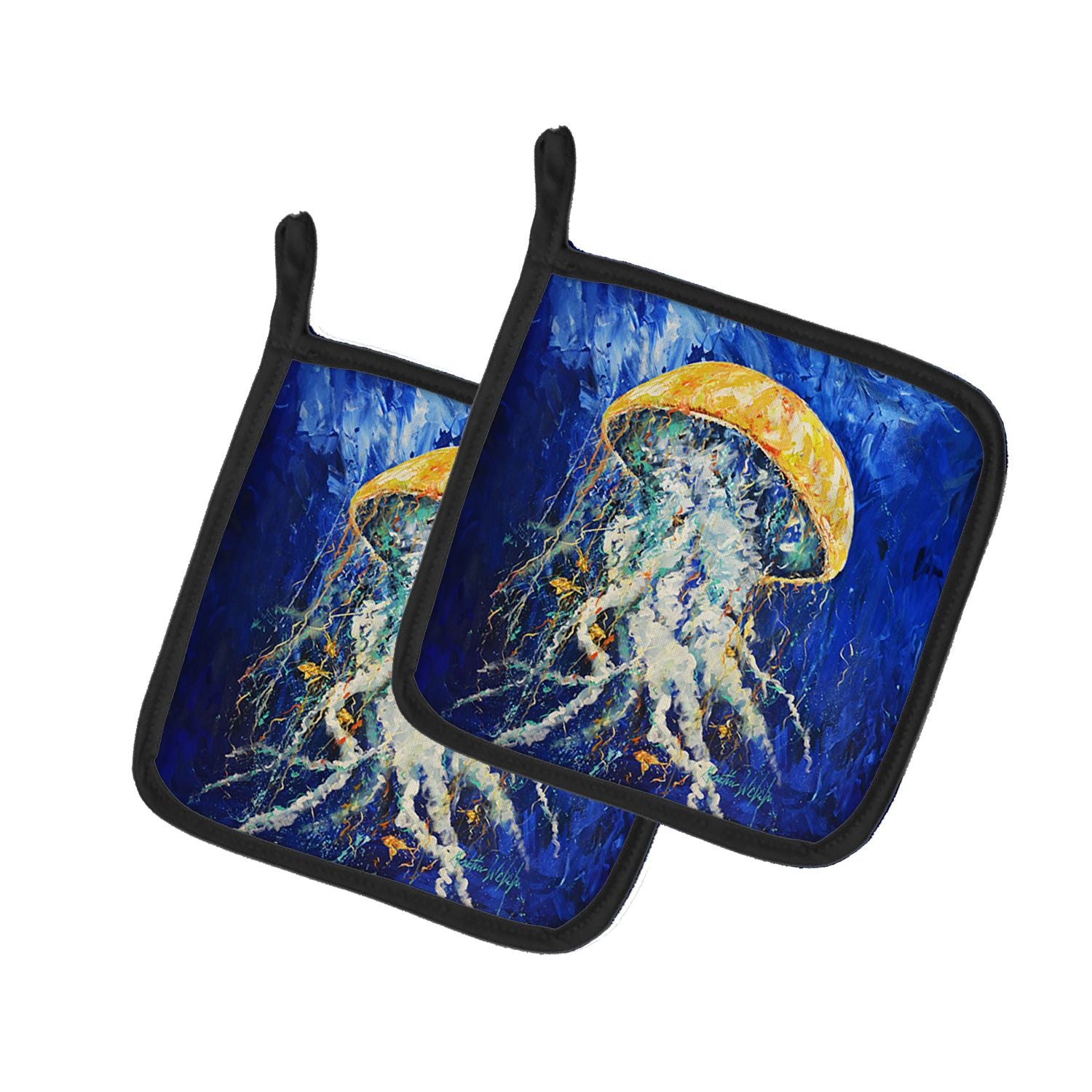 Free Fall Jellyfish Pair of Pot Holders Kitchen Heat Resistant Pot Holders Sets Oven Hot Pads for Cooking Baking BBQ, 7 1/2 x 7 