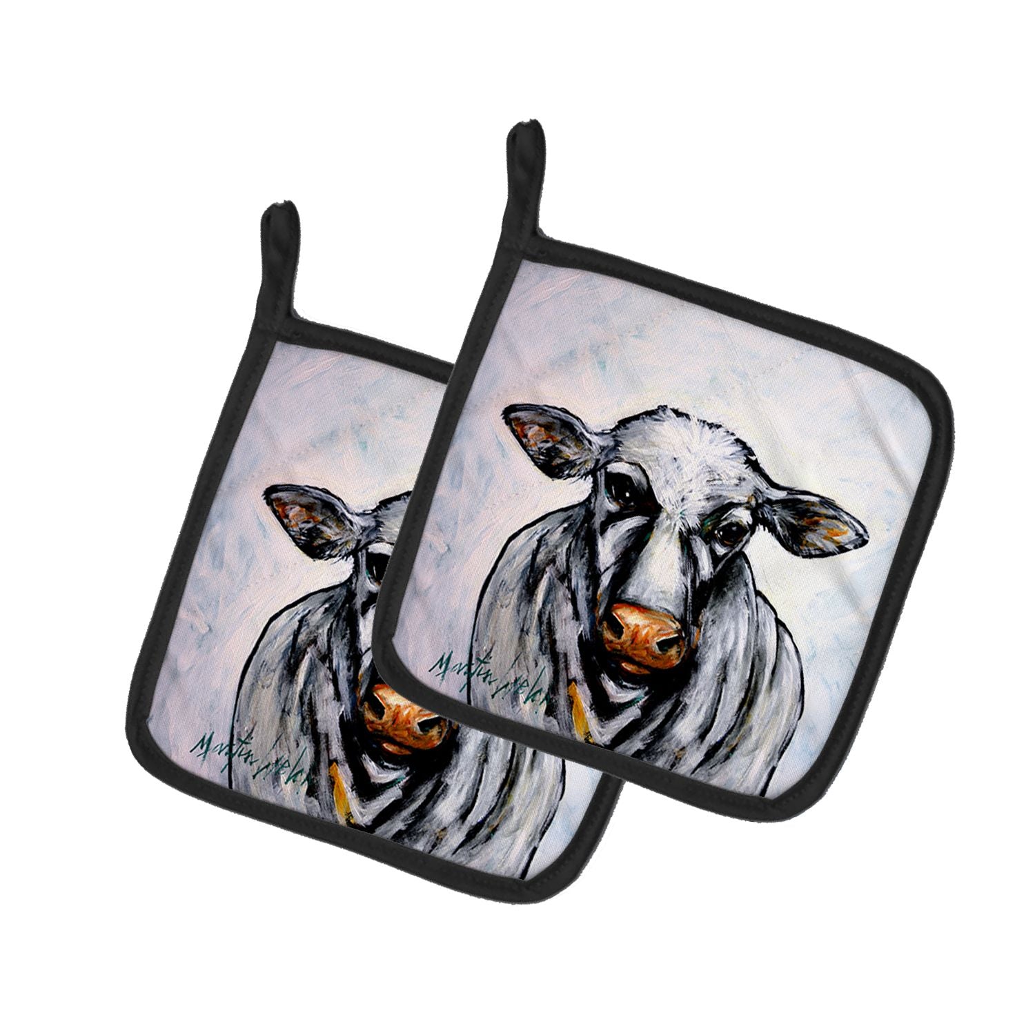 Bessie the Cow Pair of Pot Holders Kitchen Heat Resistant Pot Holders Sets Oven Hot Pads for Cooking Baking BBQ, 7 1/2 x 7 1/2
