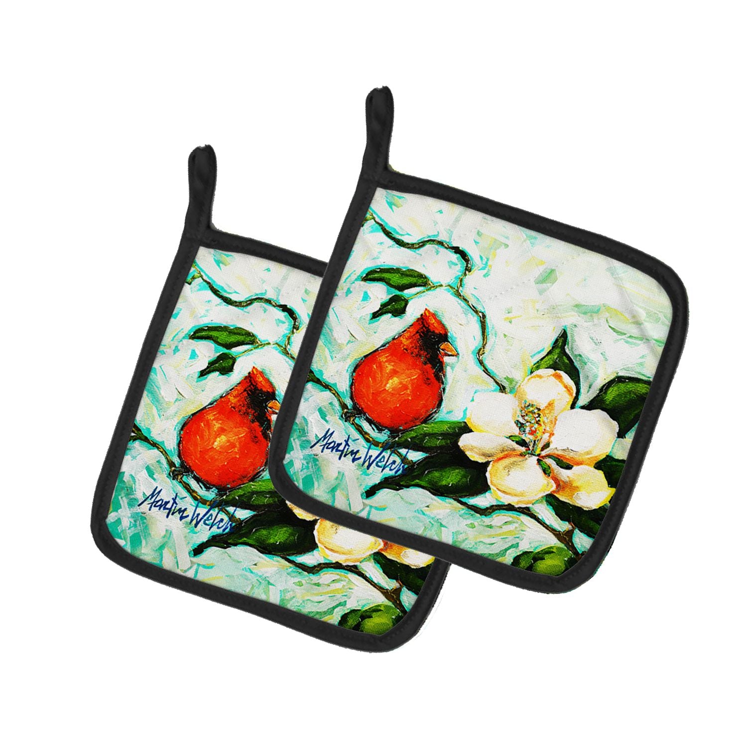 Cardinal Aqua Pair of Pot Holders Kitchen Heat Resistant Pot Holders Sets Oven Hot Pads for Cooking Baking BBQ, 7 1/2 x 7 1/2
