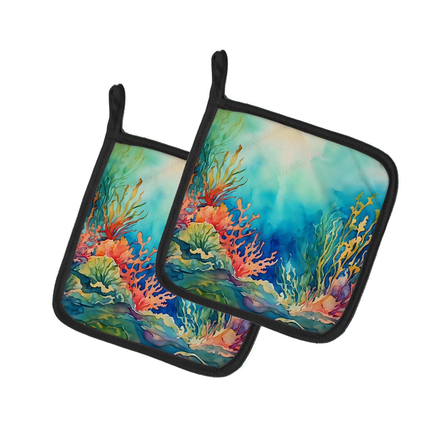 Seaweed Pair of Pot Holders Kitchen Heat Resistant Pot Holders Sets Oven Hot Pads for Cooking Baking BBQ, 7 1/2 x 7 1/2