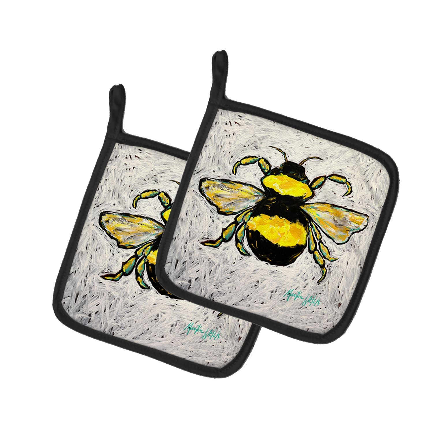 Buzzbee Bumblebee Pair of Pot Holders Kitchen Heat Resistant Pot Holders Sets Oven Hot Pads for Cooking Baking BBQ, 7 1/2 x 7 1/