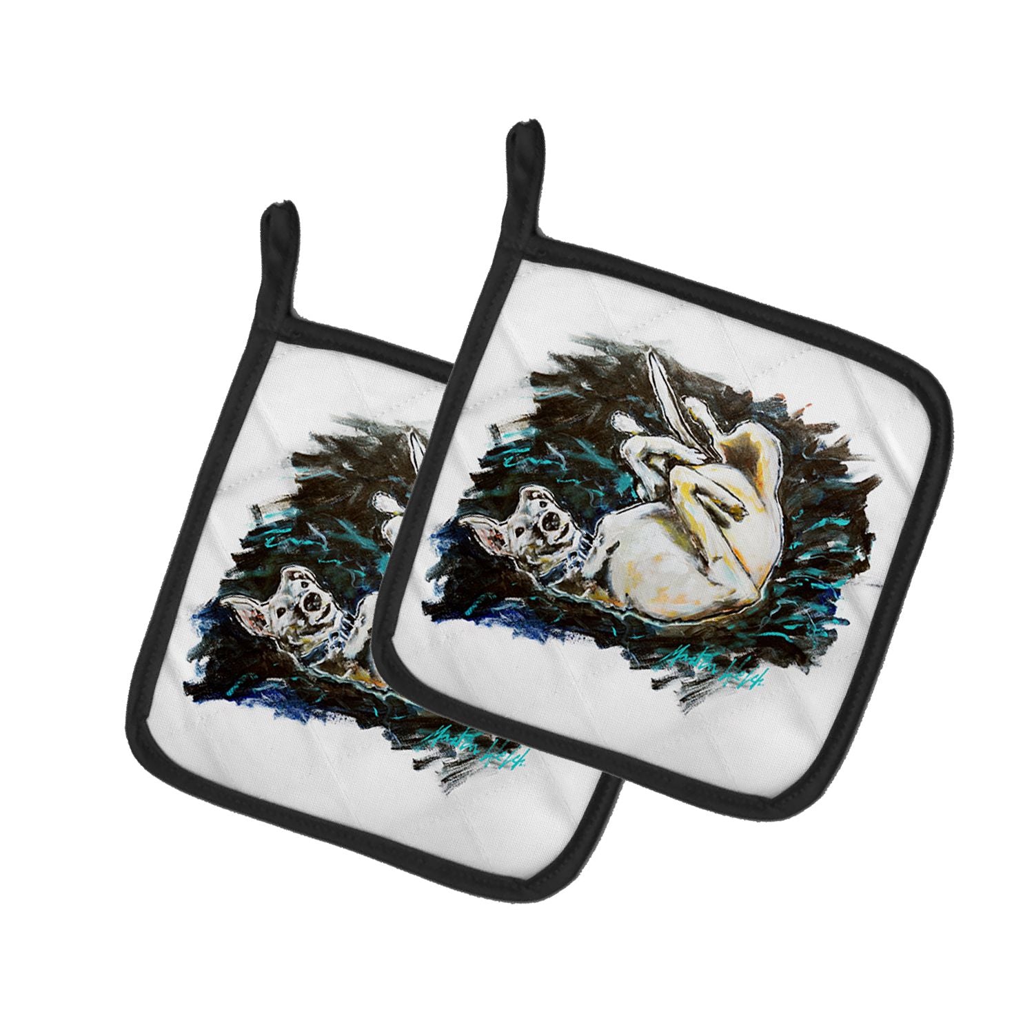 Happy Times Greyhoud Pair of Pot Holders Kitchen Heat Resistant Pot Holders Sets Oven Hot Pads for Cooking Baking BBQ, 7 1/2 x 7