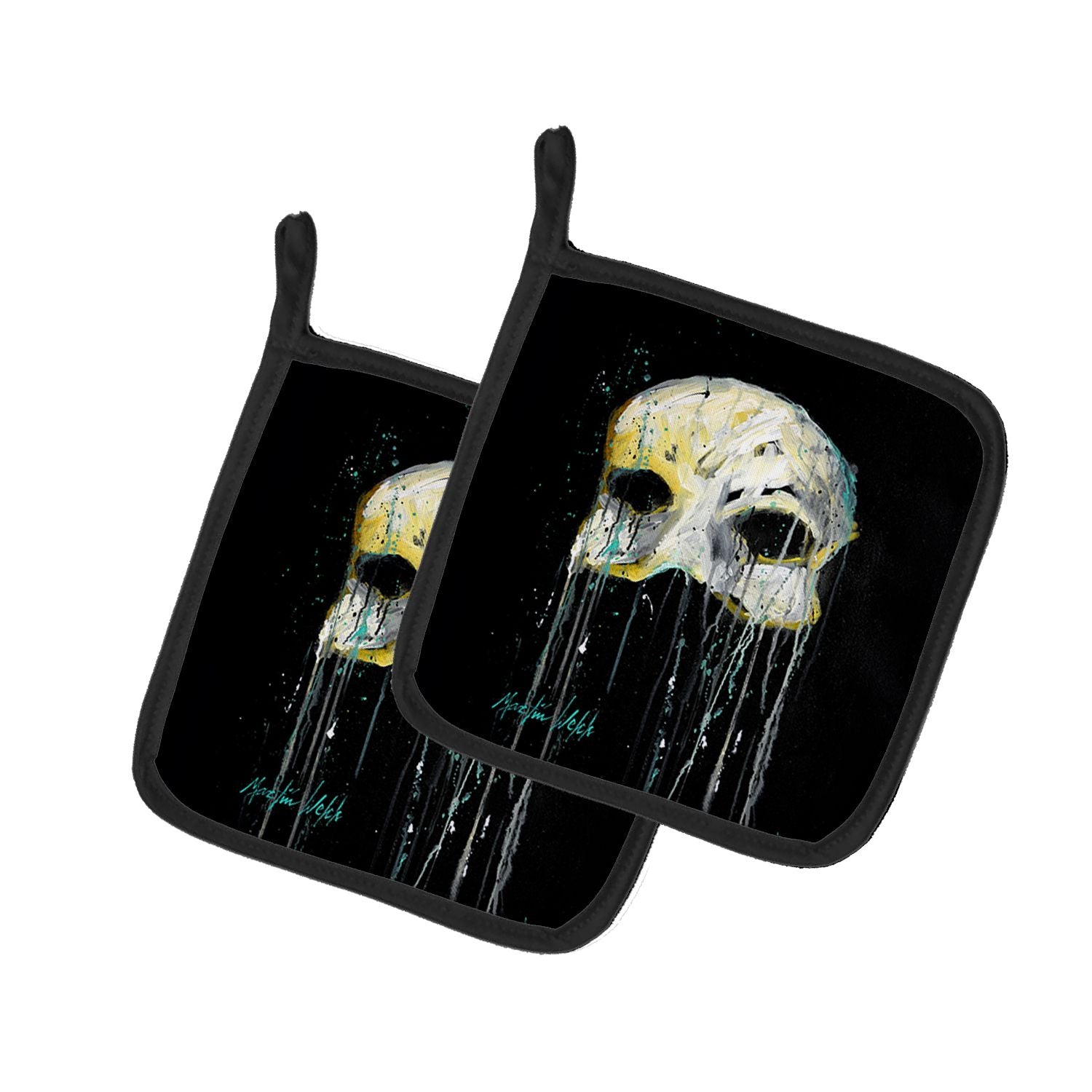 NEW Mysterious Mask Pair of Pot Holders Kitchen Heat Resistant Pot Holders Sets Oven Hot Pads for Cooking Baking BBQ, 7 1/2 x 7 
