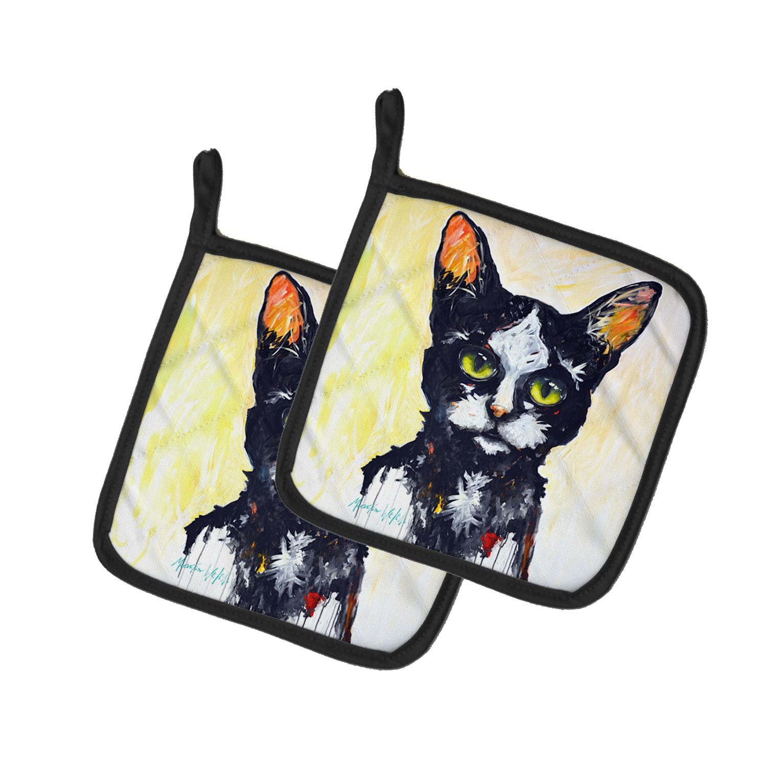 NEW Big Kitty Cat Pair of Pot Holders Kitchen Heat Resistant Pot Holders Sets Oven Hot Pads for Cooking Baking BBQ, 7 1/2 x 7 1/