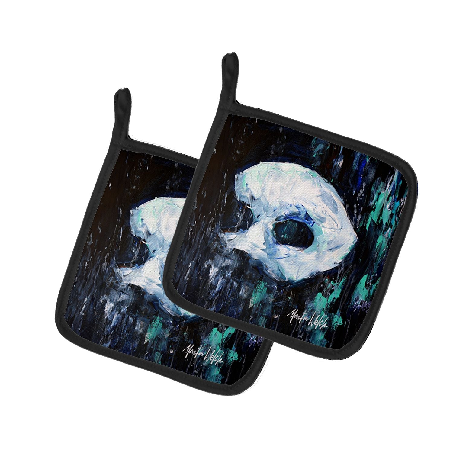 NEW Cryptic Mask Pair of Pot Holders Kitchen Heat Resistant Pot Holders Sets Oven Hot Pads for Cooking Baking BBQ, 7 1/2 x 7 1/2