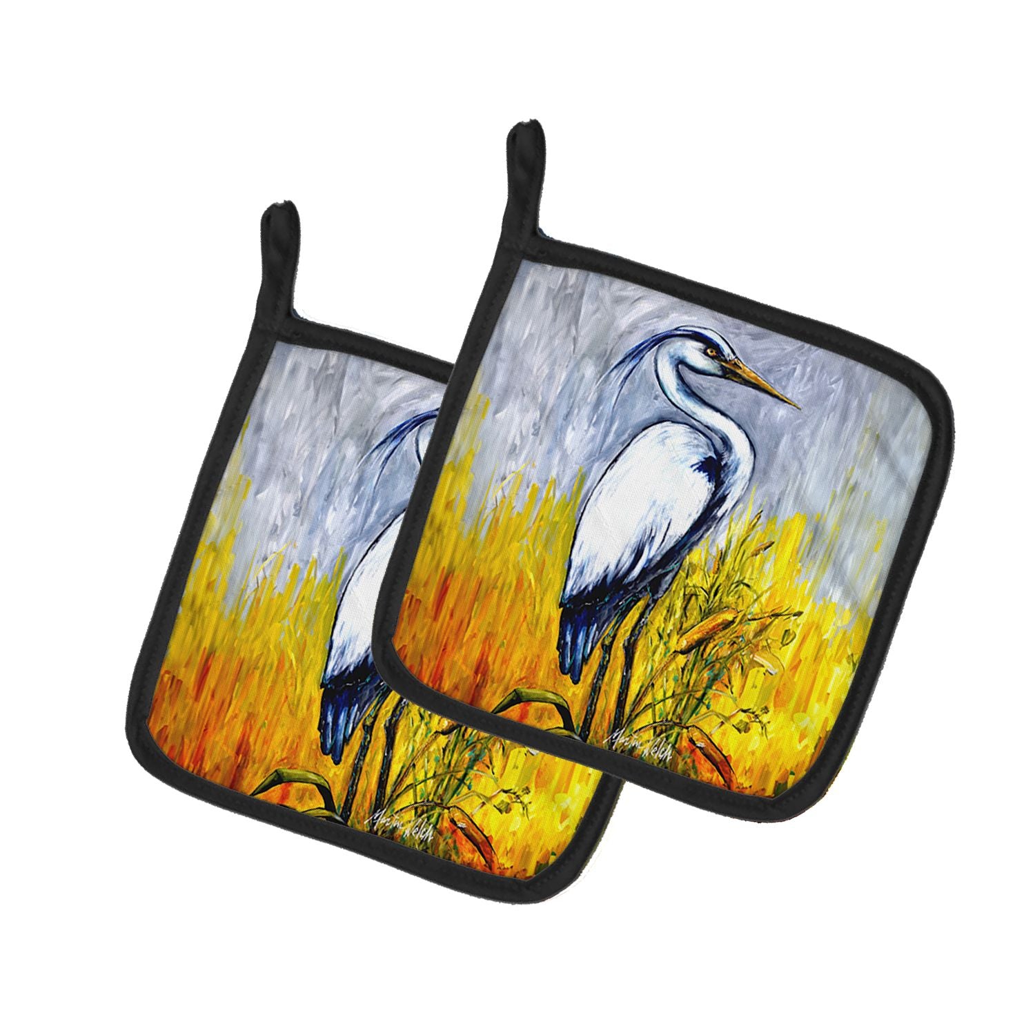 Cattin Around Heron Pair of Pot Holders Kitchen Heat Resistant Pot Holders Sets Oven Hot Pads for Cooking Baking BBQ, 7 1/2 x 7 