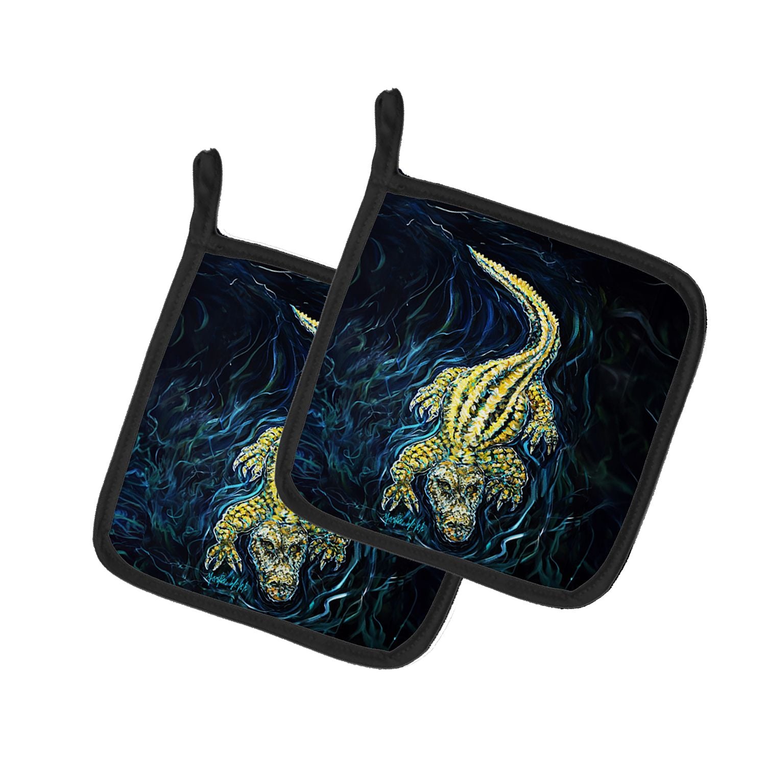 Gator Down Alligator Pair of Pot Holders Kitchen Heat Resistant Pot Holders Sets Oven Hot Pads for Cooking Baking BBQ, 7 1/2 x 7
