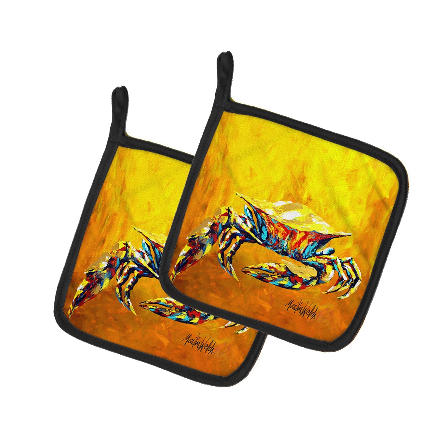 Crab Called the Bigger Jigger Pair of Pot Holders Kitchen Heat Resistant Pot Holders Sets Oven Hot Pads for Cooking Baking BBQ, 