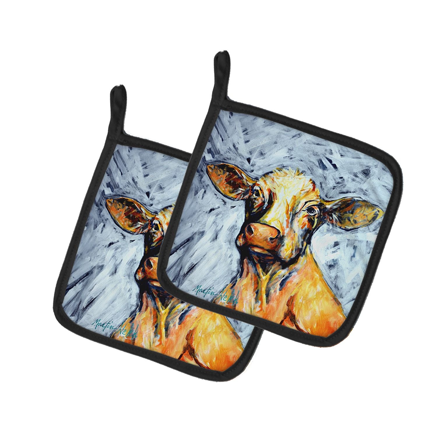 Moo Cow Pair of Pot Holders Kitchen Heat Resistant Pot Holders Sets Oven Hot Pads for Cooking Baking BBQ, 7 1/2 x 7 1/2