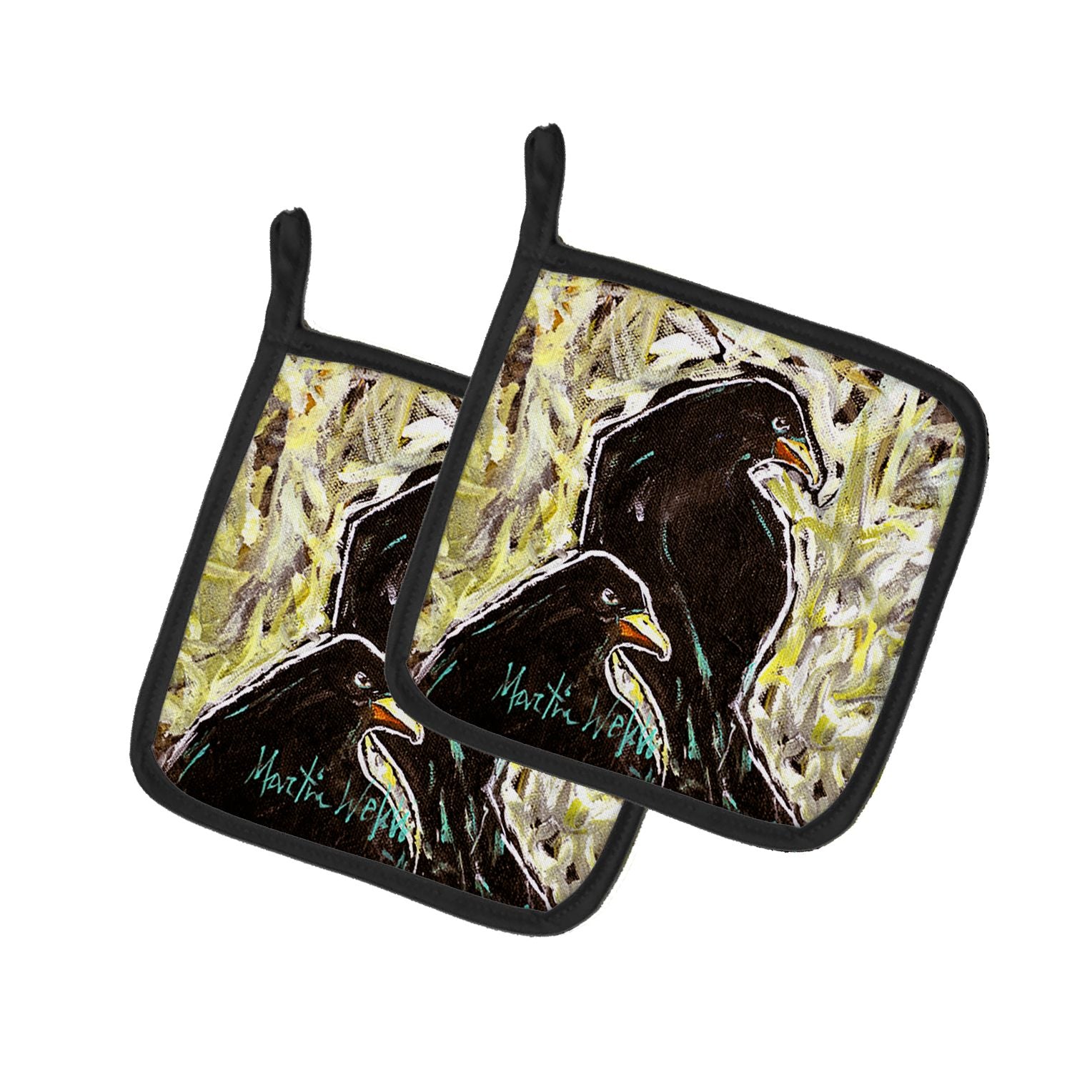 Crows Matt and Chester Pair of Pot Holders Kitchen Heat Resistant Pot Holders Sets Oven Hot Pads for Cooking Baking BBQ, 7 1/2 x
