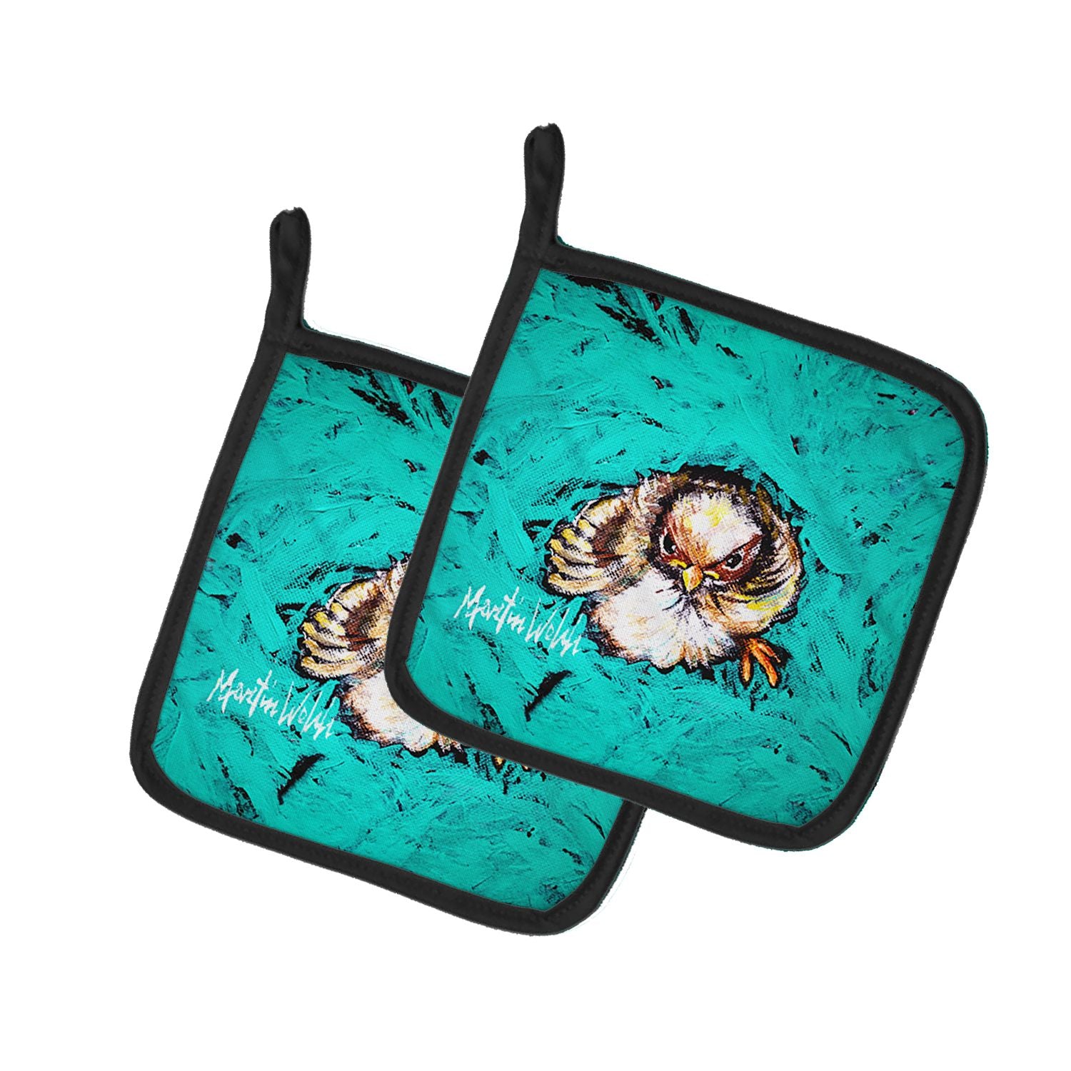 Fiest Chic Bird Pair of Pot Holders Kitchen Heat Resistant Pot Holders Sets Oven Hot Pads for Cooking Baking BBQ, 7 1/2 x 7 1/2