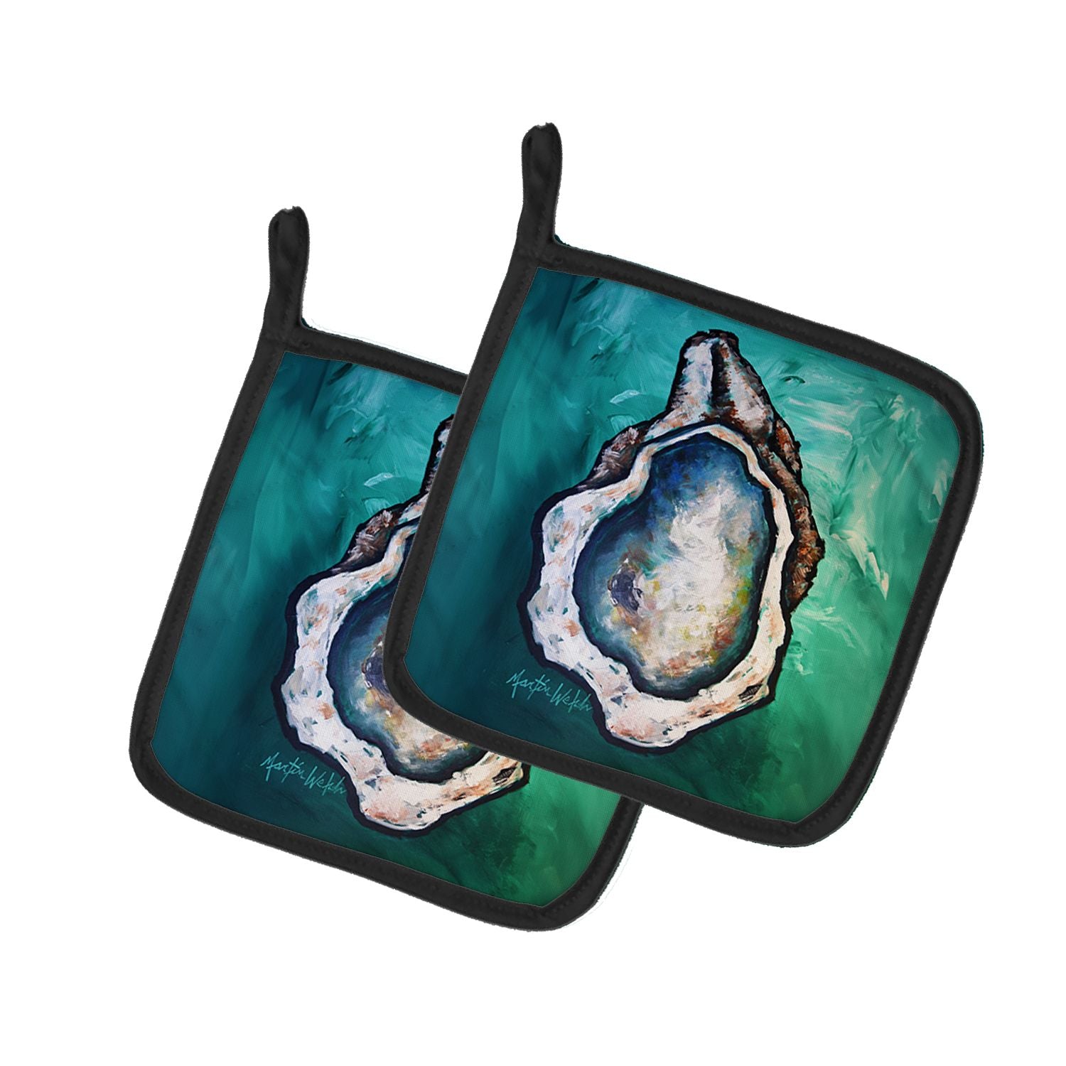 NEW One Shell Oyster Pair of Pot Holders Kitchen Heat Resistant Pot Holders Sets Oven Hot Pads for Cooking Baking BBQ, 7 1/2 x 7