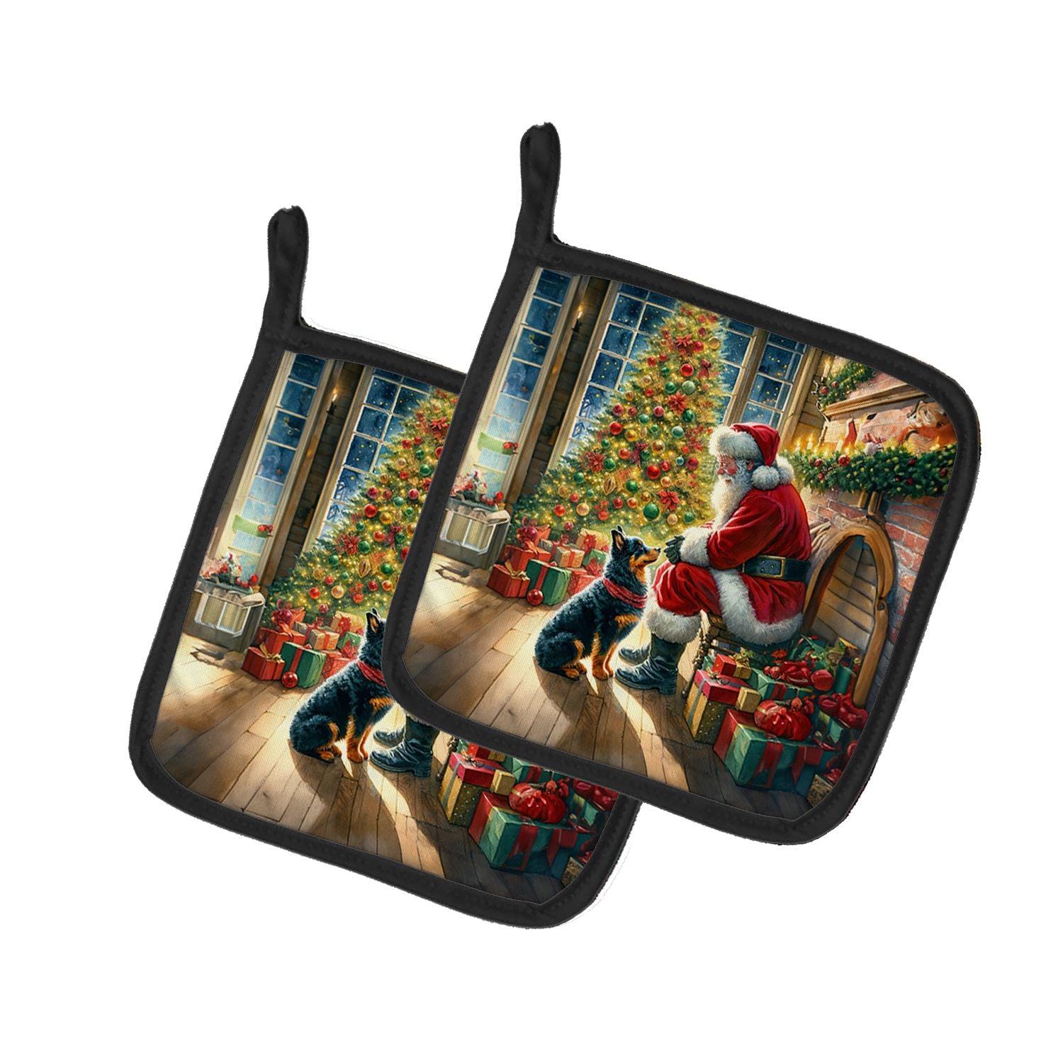 Lancashire Heeler and Santa Claus Pair of Pot Holders Kitchen Heat Resistant Pot Holders Sets Oven Hot Pads for Cooking Baking B