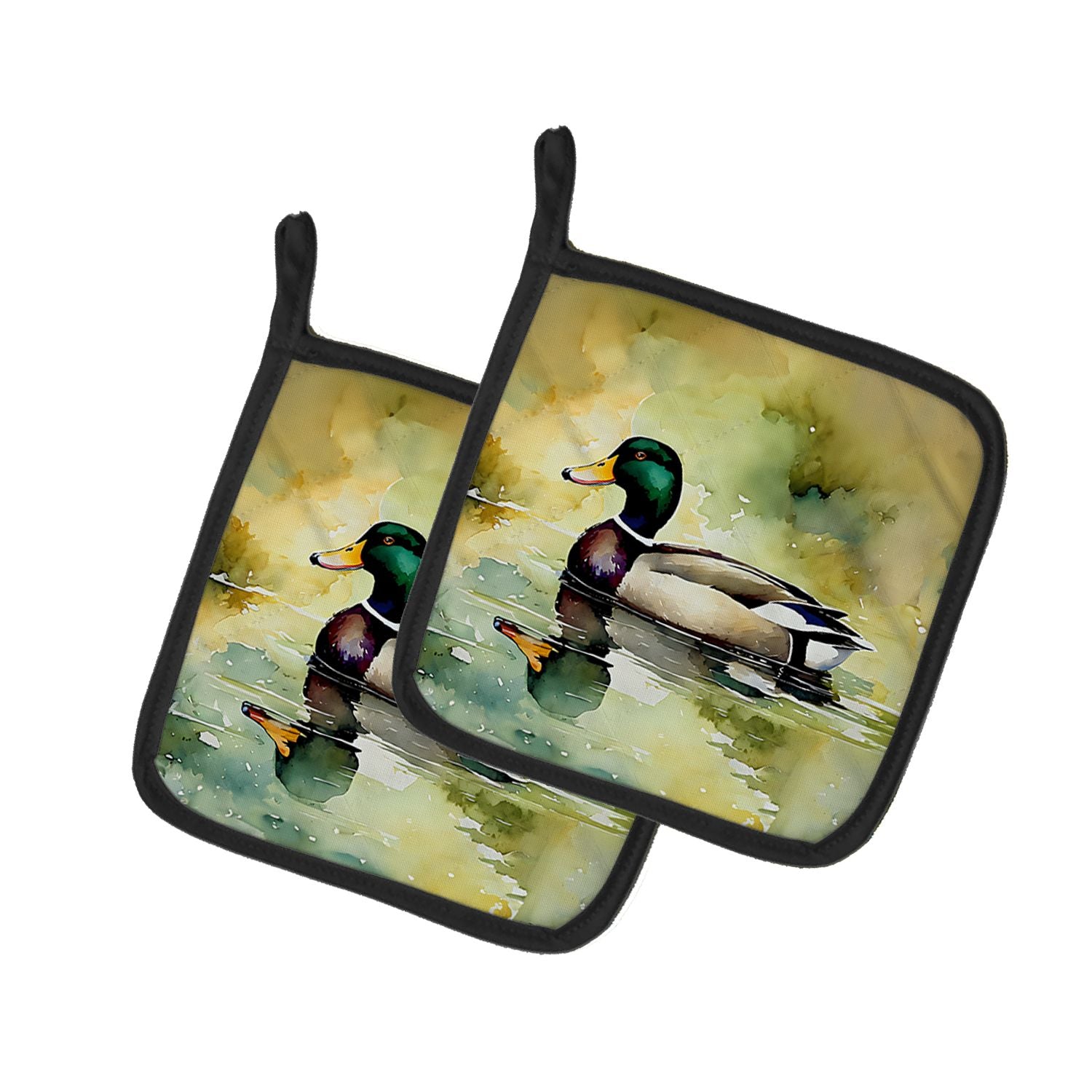 Mallard Pair of Pot Holders Kitchen Heat Resistant Pot Holders Sets Oven Hot Pads for Cooking Baking BBQ, 7 1/2 x 7 1/2