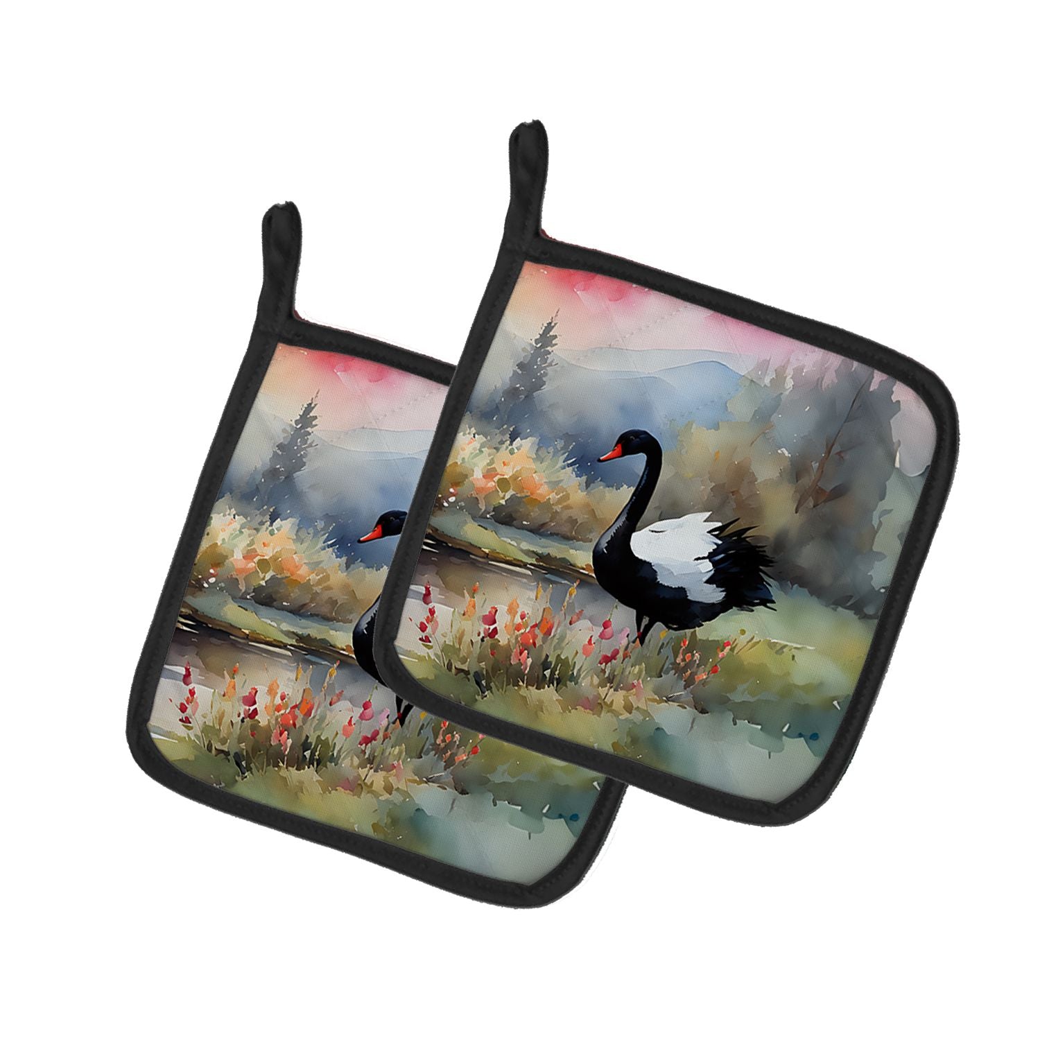 Black Swan Pair of Pot Holders Kitchen Heat Resistant Pot Holders Sets Oven Hot Pads for Cooking Baking BBQ, 7 1/2 x 7 1/2
