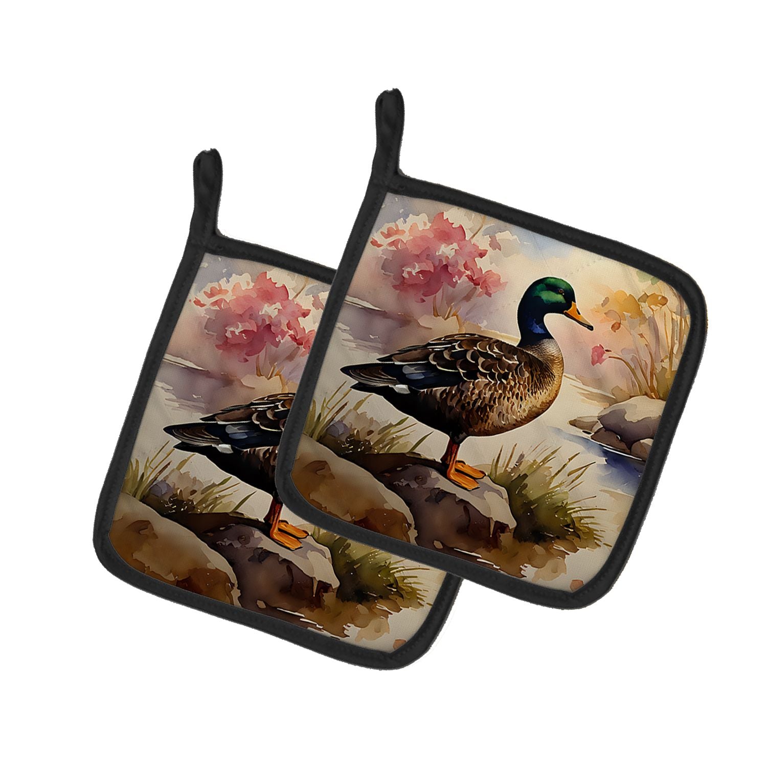 American Black Duck Pair of Pot Holders Kitchen Heat Resistant Pot Holders Sets Oven Hot Pads for Cooking Baking BBQ, 7 1/2 x 7 