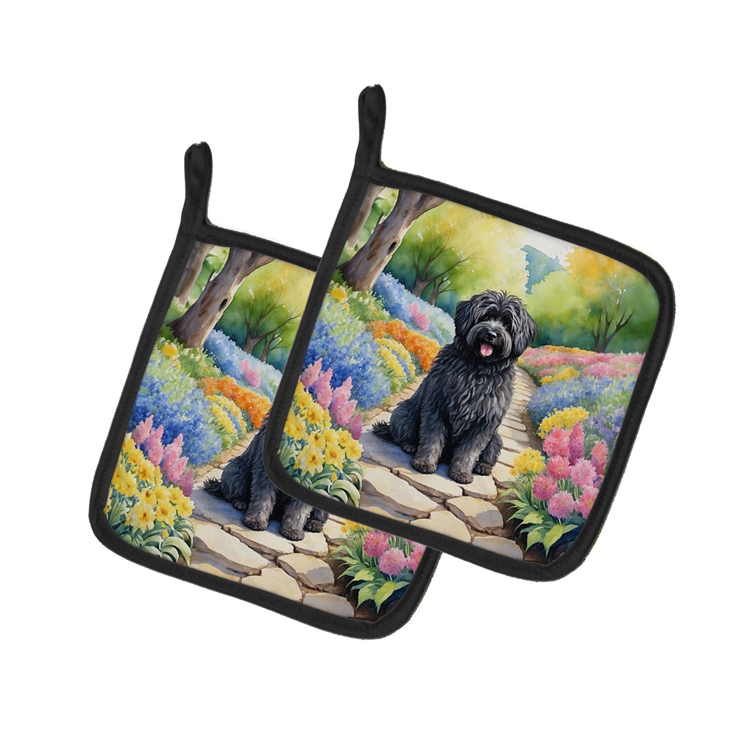 Puli Spring Path Pair of Pot Holders Kitchen Heat Resistant Pot Holders Sets Oven Hot Pads for Cooking Baking BBQ, 7 1/2 x 7 1/2
