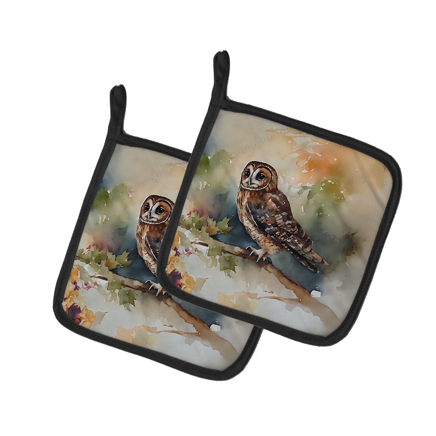 Tawny Owl Pair of Pot Holders Kitchen Heat Resistant Pot Holders Sets Oven Hot Pads for Cooking Baking BBQ, 7 1/2 x 7 1/2