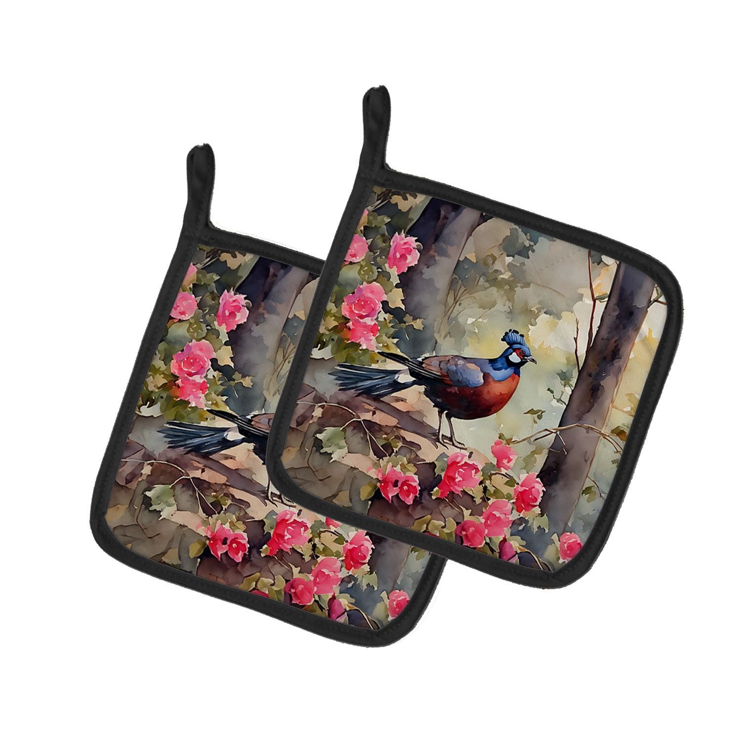 Pheasant Pair of Pot Holders Kitchen Heat Resistant Pot Holders Sets Oven Hot Pads for Cooking Baking BBQ, 7 1/2 x 7 1/2