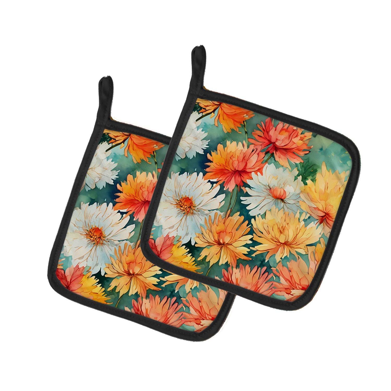 Chrysanthemums in Watercolor Pair of Pot Holders Kitchen Heat Resistant Pot Holders Sets Oven Hot Pads for Cooking Baking BBQ, 7