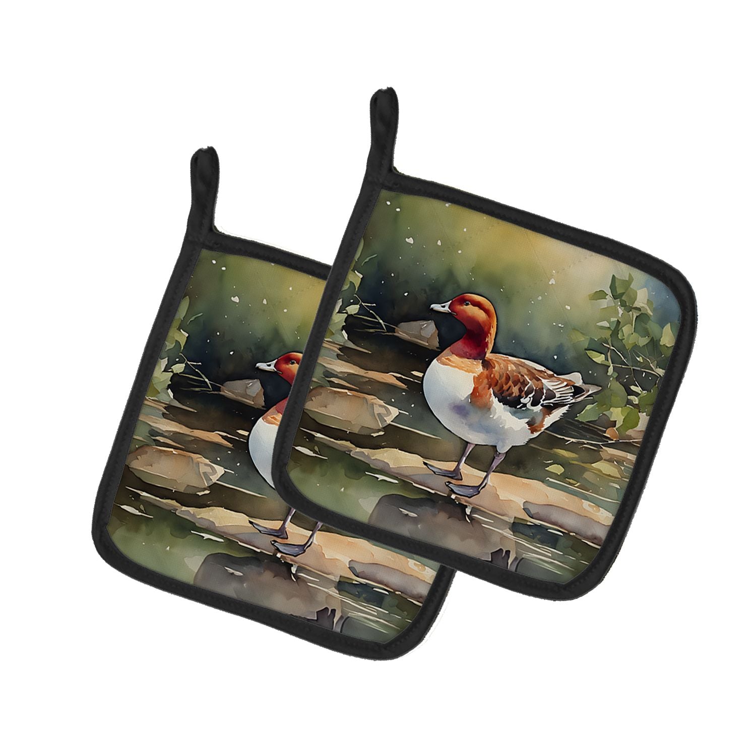 Redhead Duck Pair of Pot Holders Kitchen Heat Resistant Pot Holders Sets Oven Hot Pads for Cooking Baking BBQ, 7 1/2 x 7 1/2