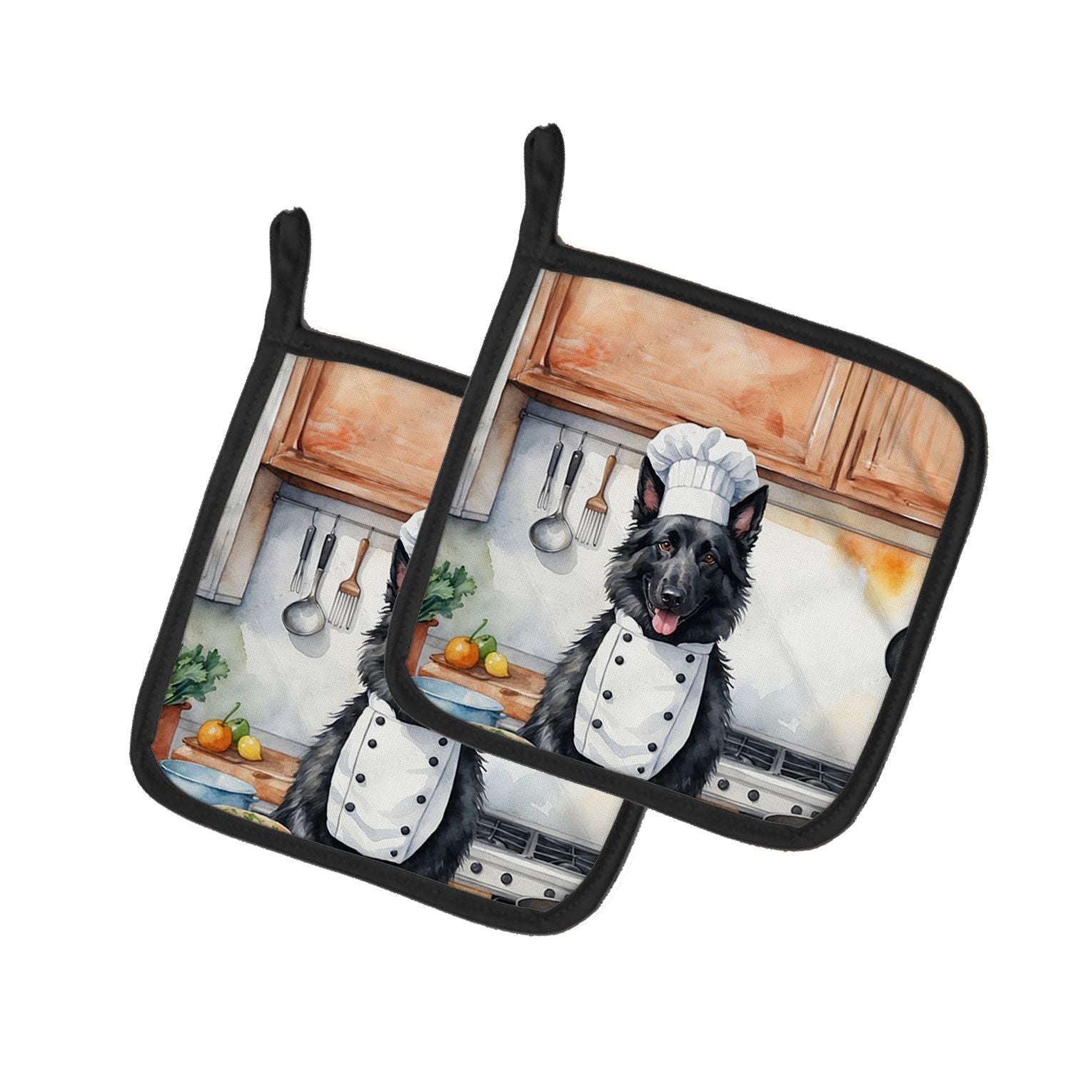 Belgian Sheepdog The Chef Pair of Pot Holders Kitchen Heat Resistant Pot Holders Sets Oven Hot Pads for Cooking Baking BBQ, 7 1/