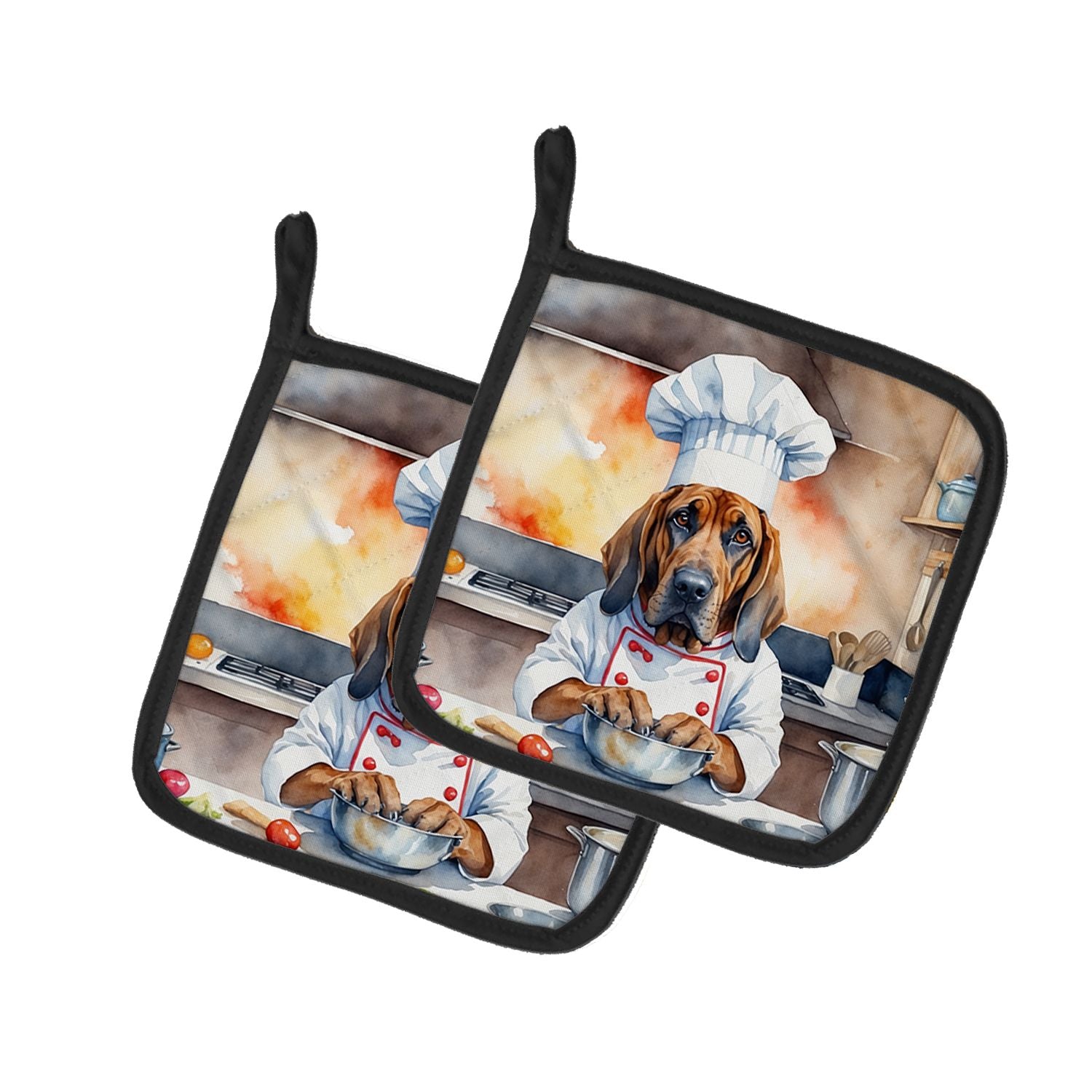 Bloodhound The Chef Pair of Pot Holders Kitchen Heat Resistant Pot Holders Sets Oven Hot Pads for Cooking Baking BBQ, 7 1/2 x 7 