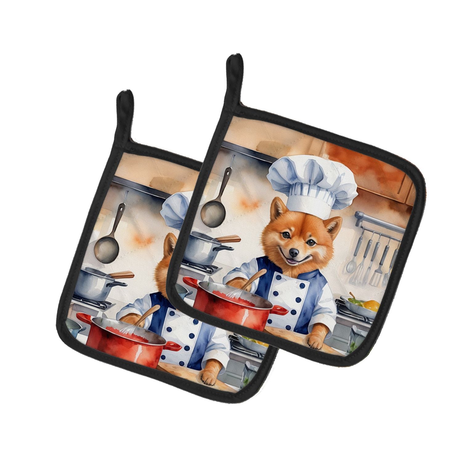 Finnish Spitz The Chef Pair of Pot Holders Kitchen Heat Resistant Pot Holders Sets Oven Hot Pads for Cooking Baking BBQ, 7 1/2 x