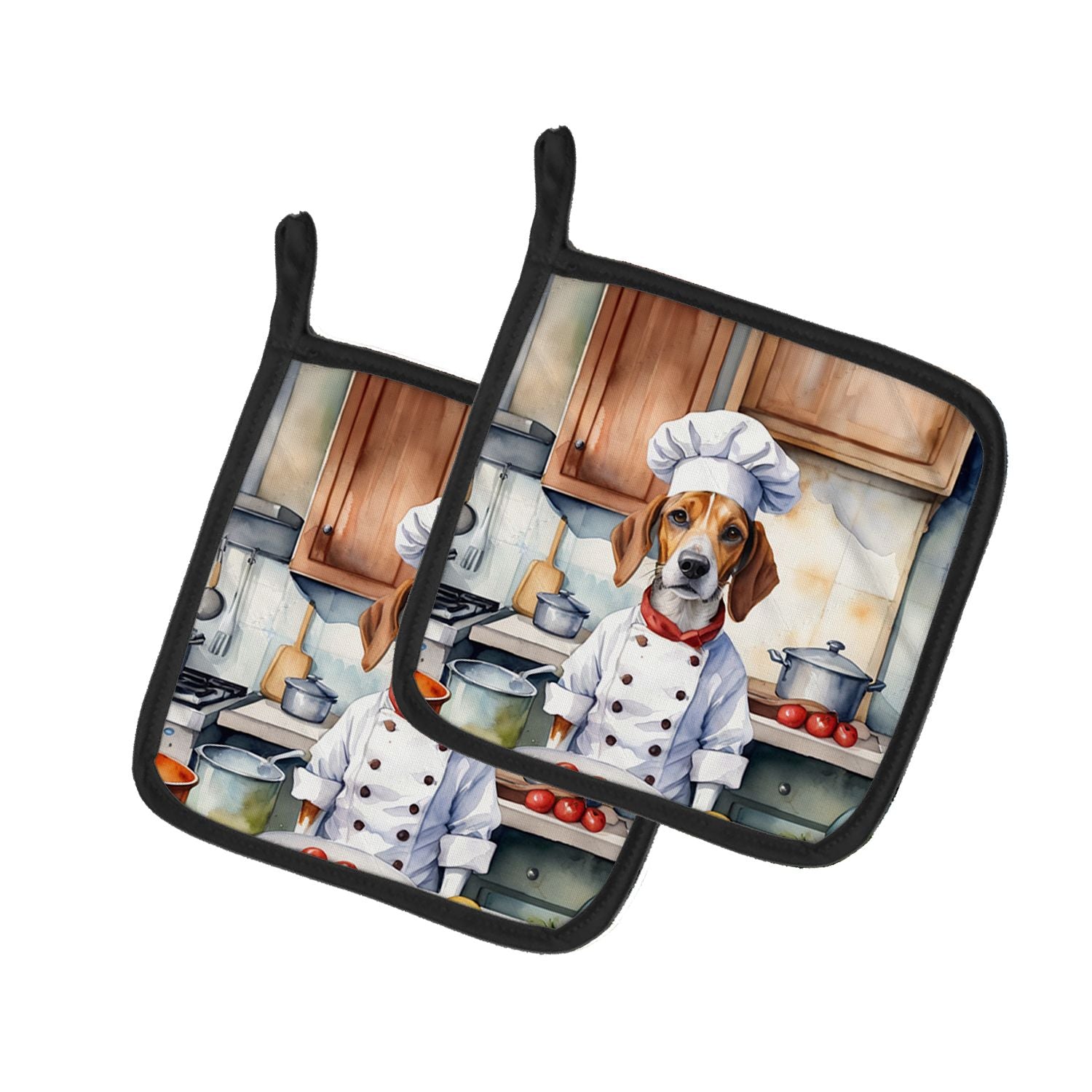 English Foxhound The Chef Pair of Pot Holders Kitchen Heat Resistant Pot Holders Sets Oven Hot Pads for Cooking Baking BBQ, 7 1/
