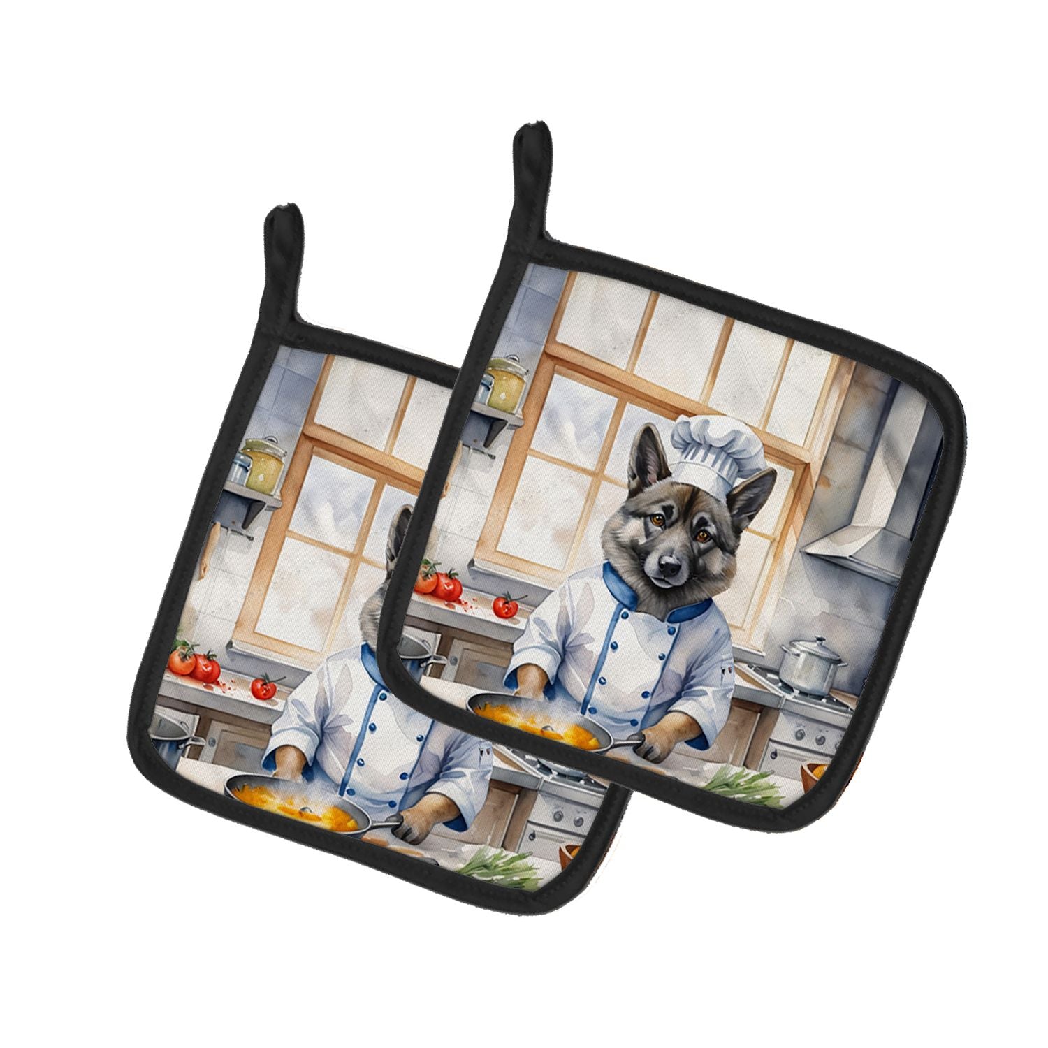 Norwegian Elkhound The Chef Pair of Pot Holders Kitchen Heat Resistant Pot Holders Sets Oven Hot Pads for Cooking Baking BBQ, 7 