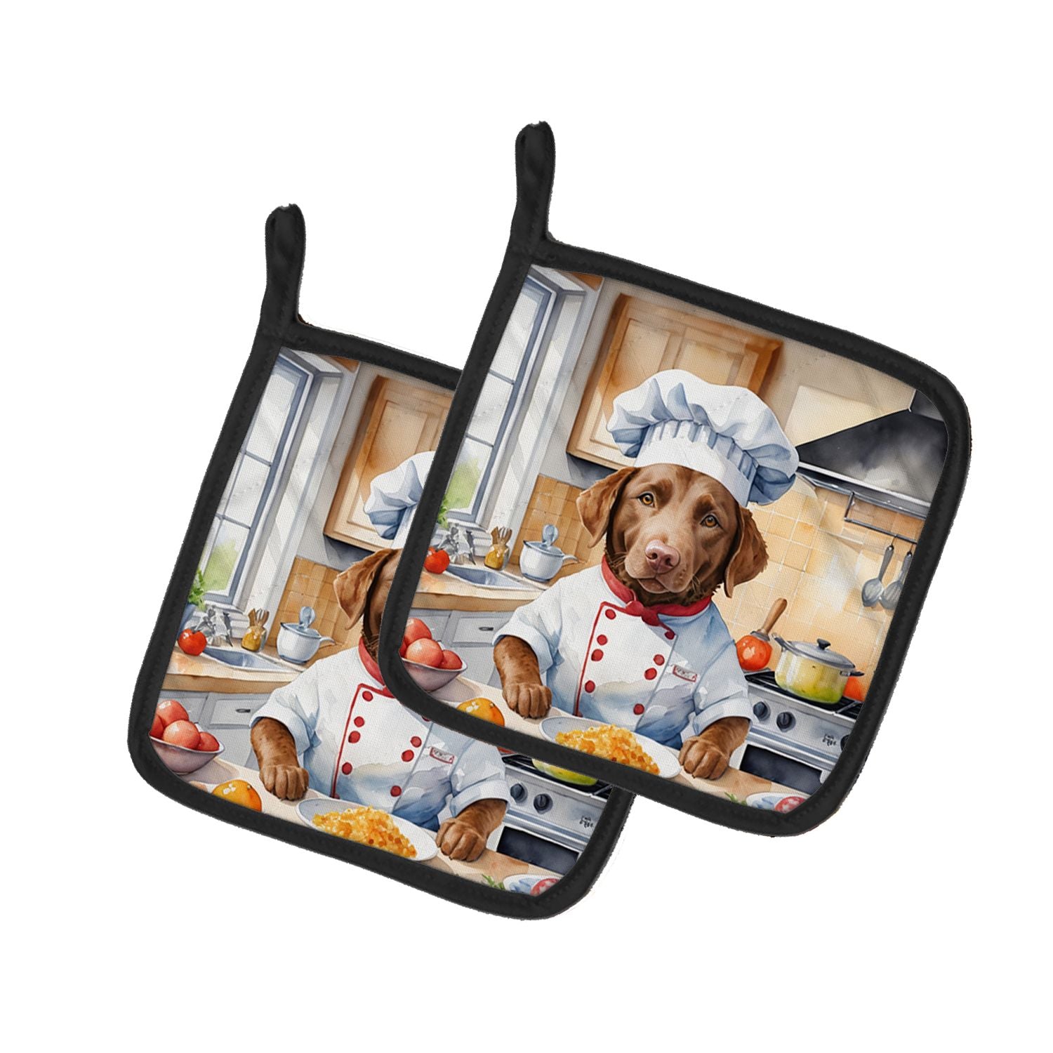 Chesapeake Bay Retriever The Chef Pair of Pot Holders Kitchen Heat Resistant Pot Holders Sets Oven Hot Pads for Cooking Baking B