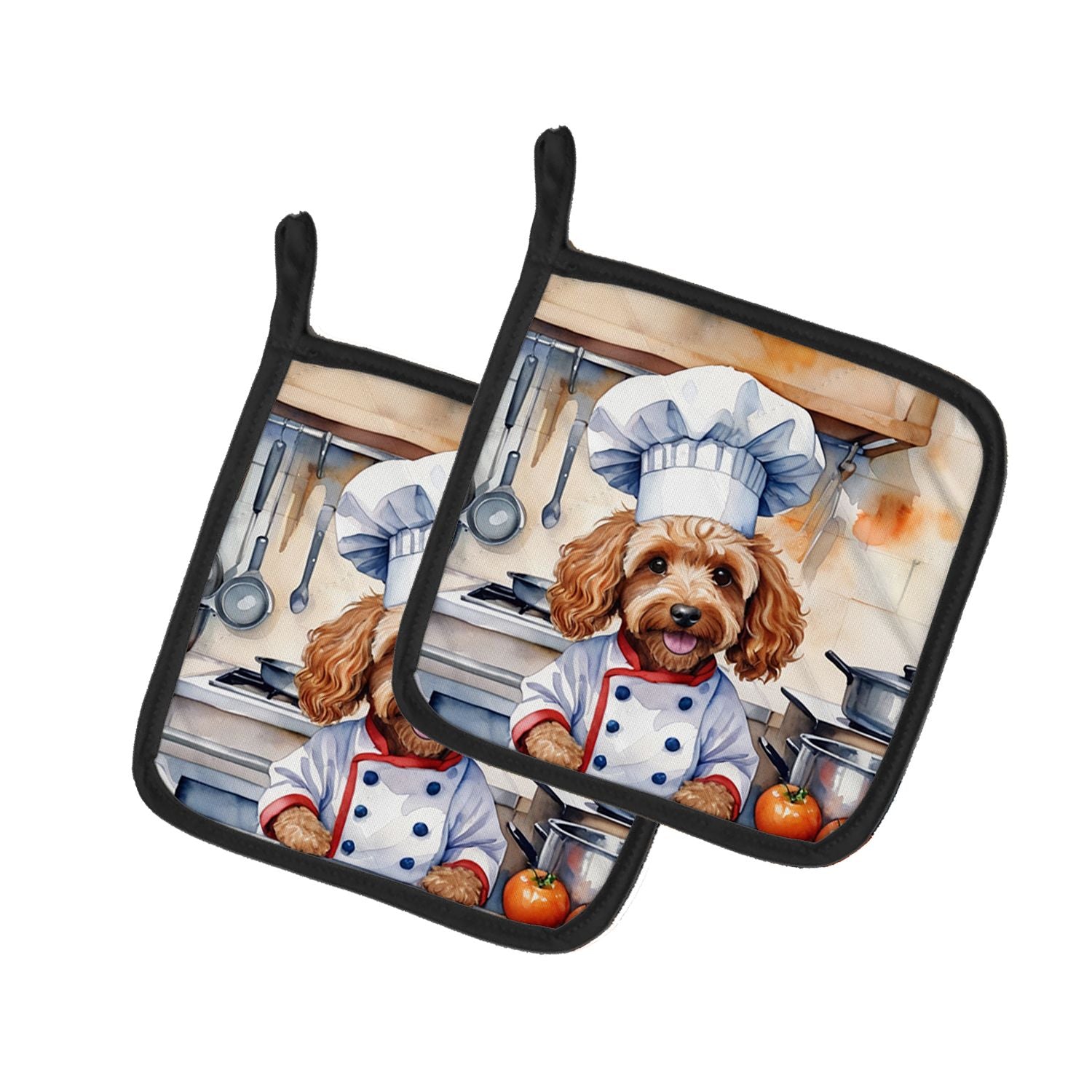 Cockapoo The Chef Pair of Pot Holders Kitchen Heat Resistant Pot Holders Sets Oven Hot Pads for Cooking Baking BBQ, 7 1/2 x 7 1/