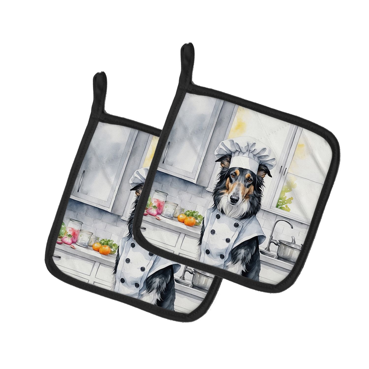 Borzoi The Chef Pair of Pot Holders Kitchen Heat Resistant Pot Holders Sets Oven Hot Pads for Cooking Baking BBQ, 7 1/2 x 7 1/2