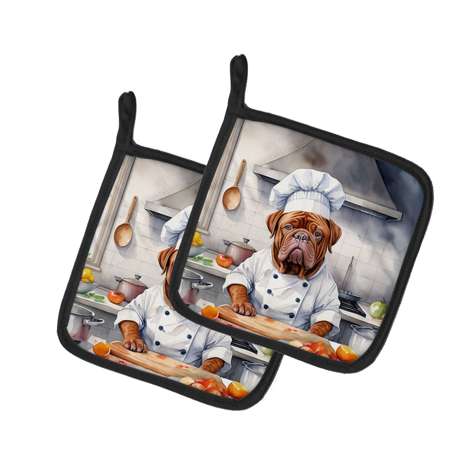 Dogue de Bordeaux The Chef Pair of Pot Holders Kitchen Heat Resistant Pot Holders Sets Oven Hot Pads for Cooking Baking BBQ, 7 1