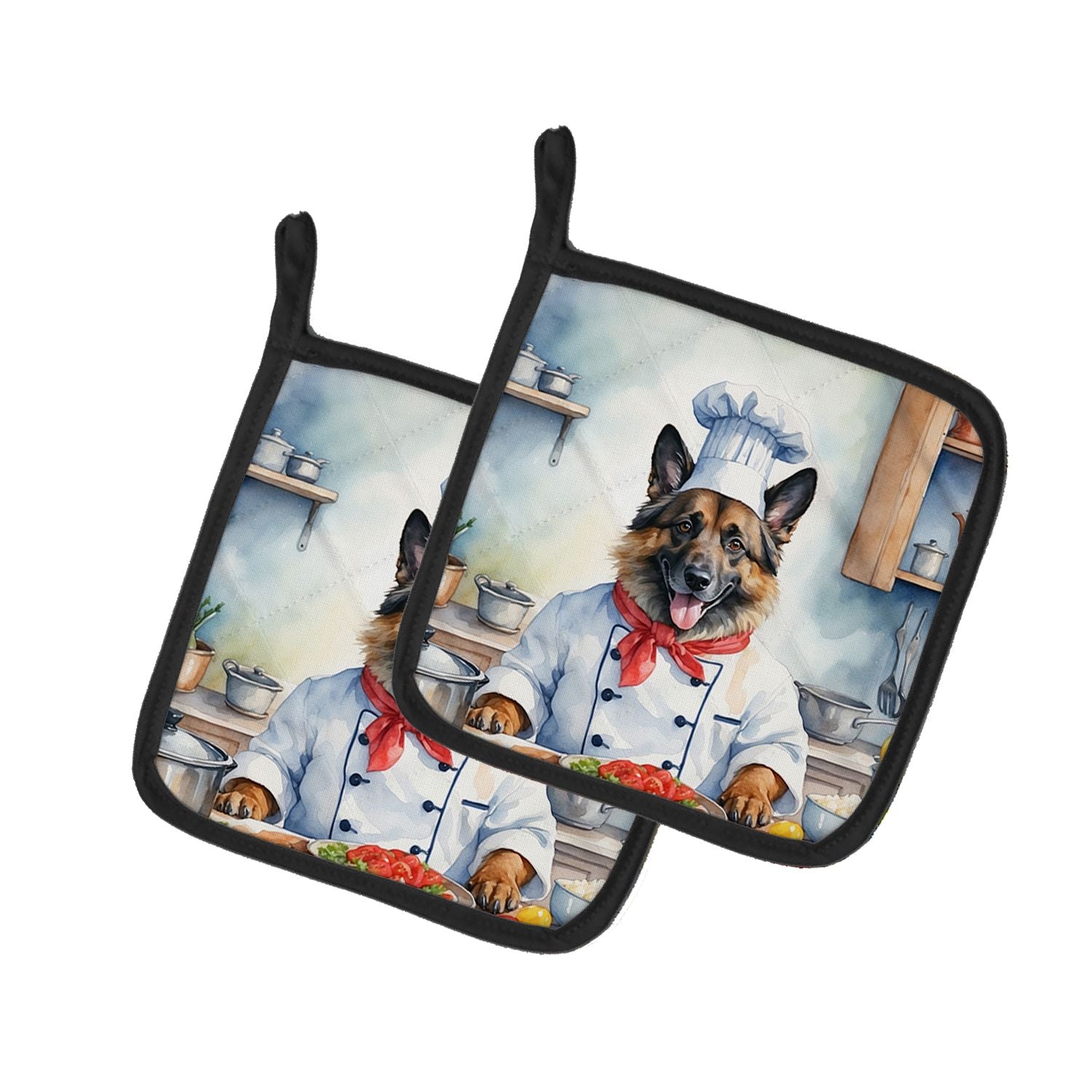 Belgian Tervuren The Chef Pair of Pot Holders Kitchen Heat Resistant Pot Holders Sets Oven Hot Pads for Cooking Baking BBQ, 7 1/