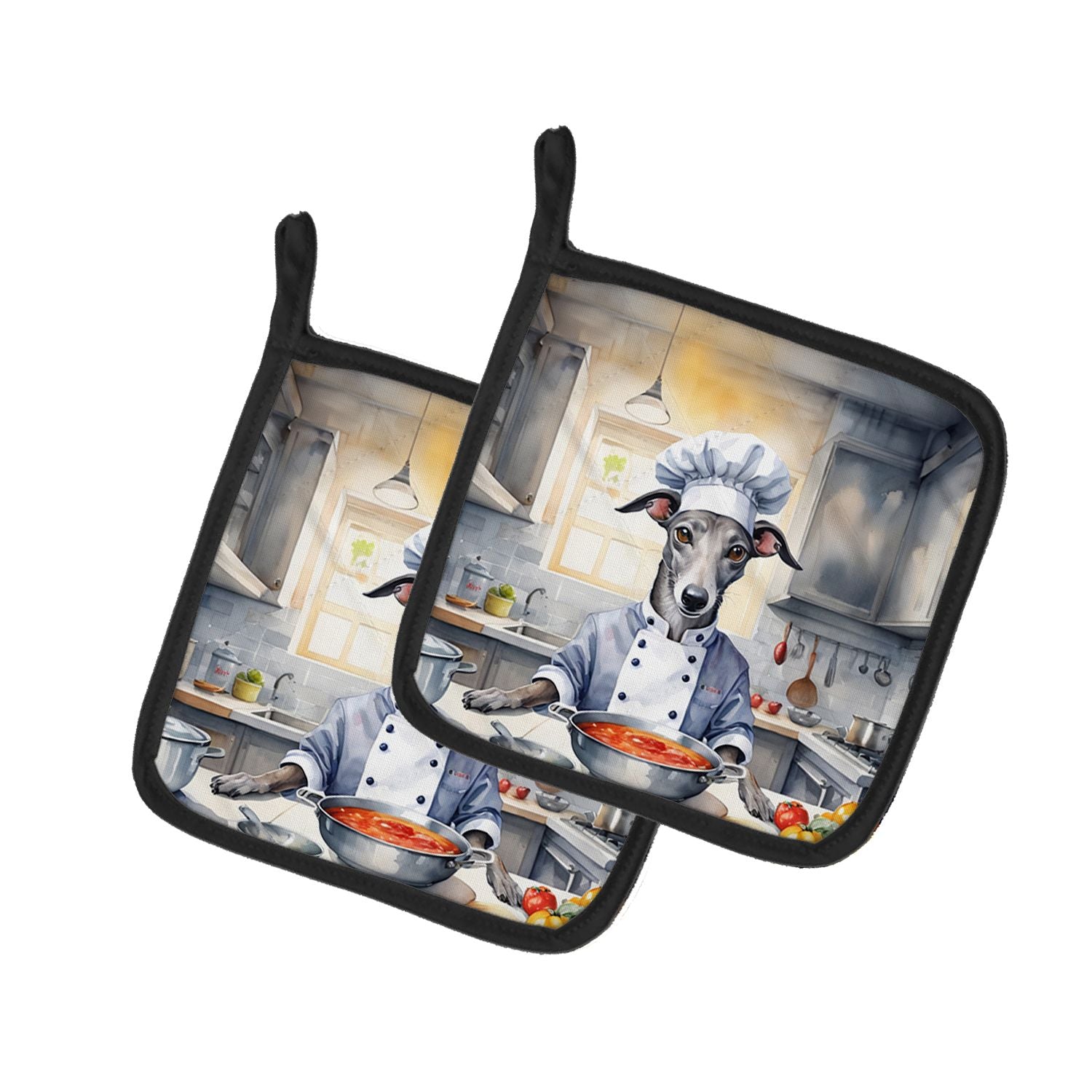Greyhound The Chef Pair of Pot Holders Kitchen Heat Resistant Pot Holders Sets Oven Hot Pads for Cooking Baking BBQ, 7 1/2 x 7 1