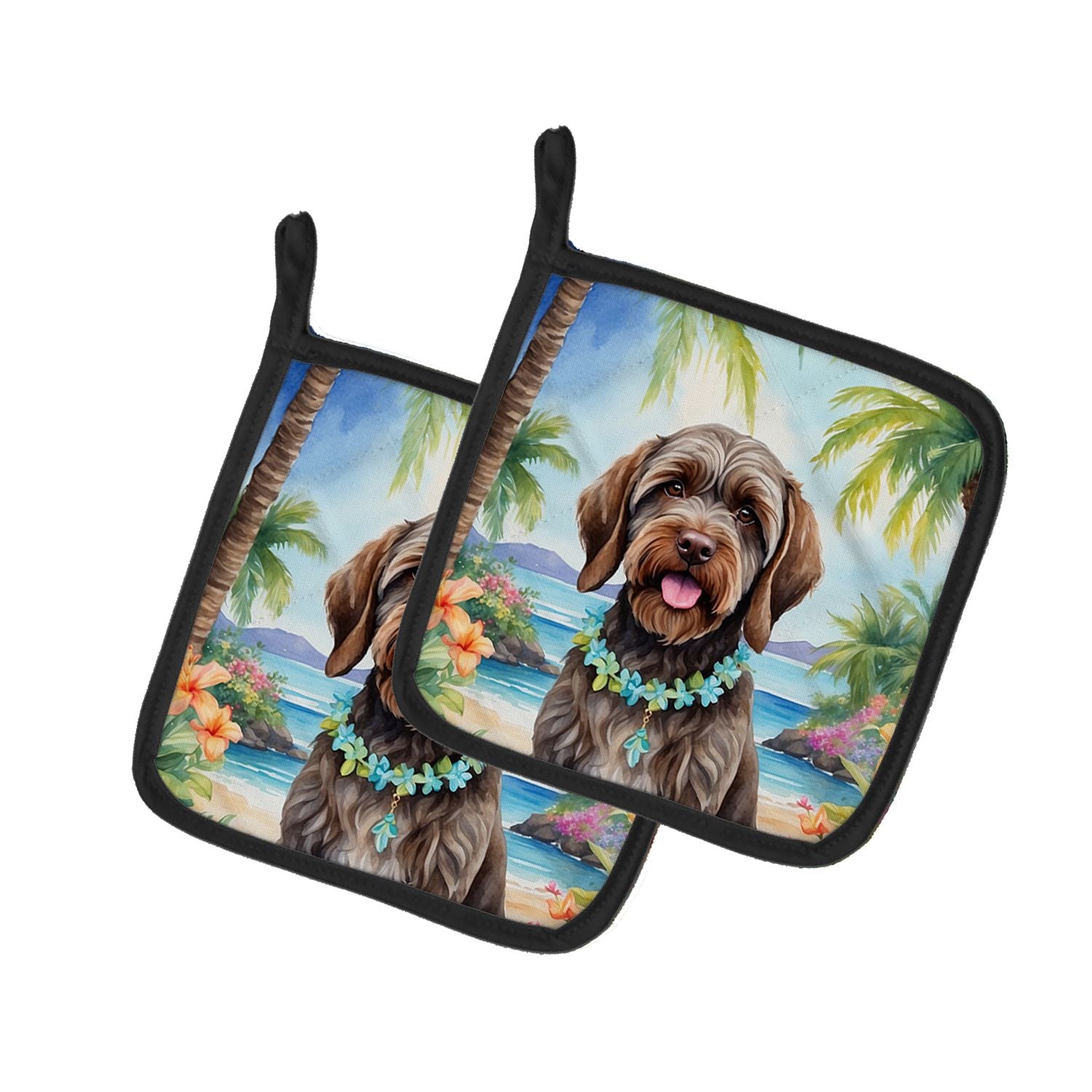 Wirehaired Pointing Griffon Luau Pair of Pot Holders Kitchen Heat Resistant Pot Holders Sets Oven Hot Pads for Cooking Baking BB