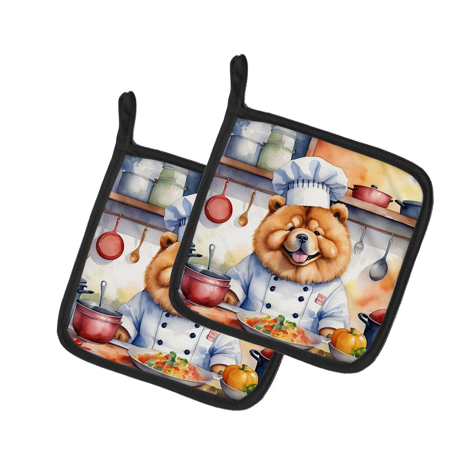 Chow Chow The Chef Pair of Pot Holders Kitchen Heat Resistant Pot Holders Sets Oven Hot Pads for Cooking Baking BBQ, 7 1/2 x 7 1