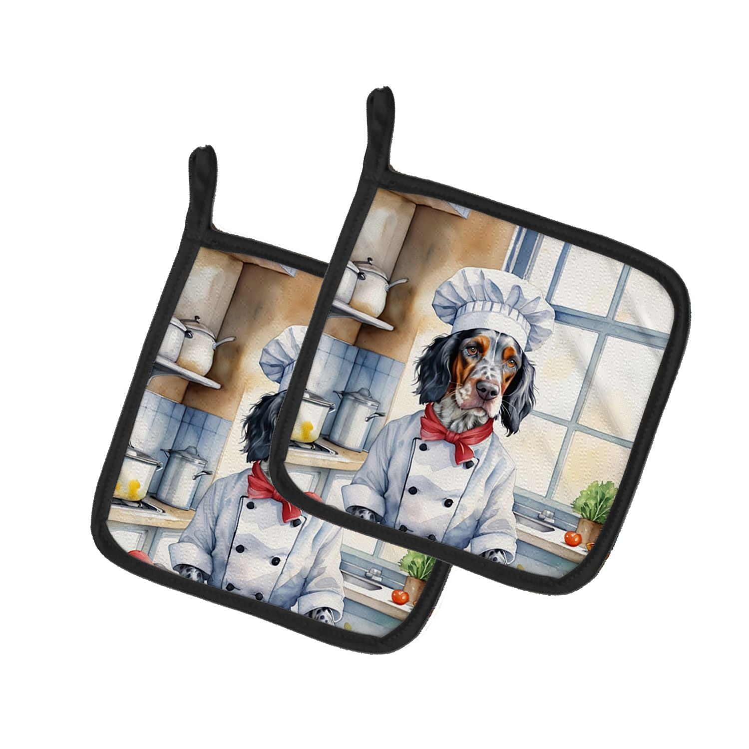 English Setter The Chef Pair of Pot Holders Kitchen Heat Resistant Pot Holders Sets Oven Hot Pads for Cooking Baking BBQ, 7 1/2 