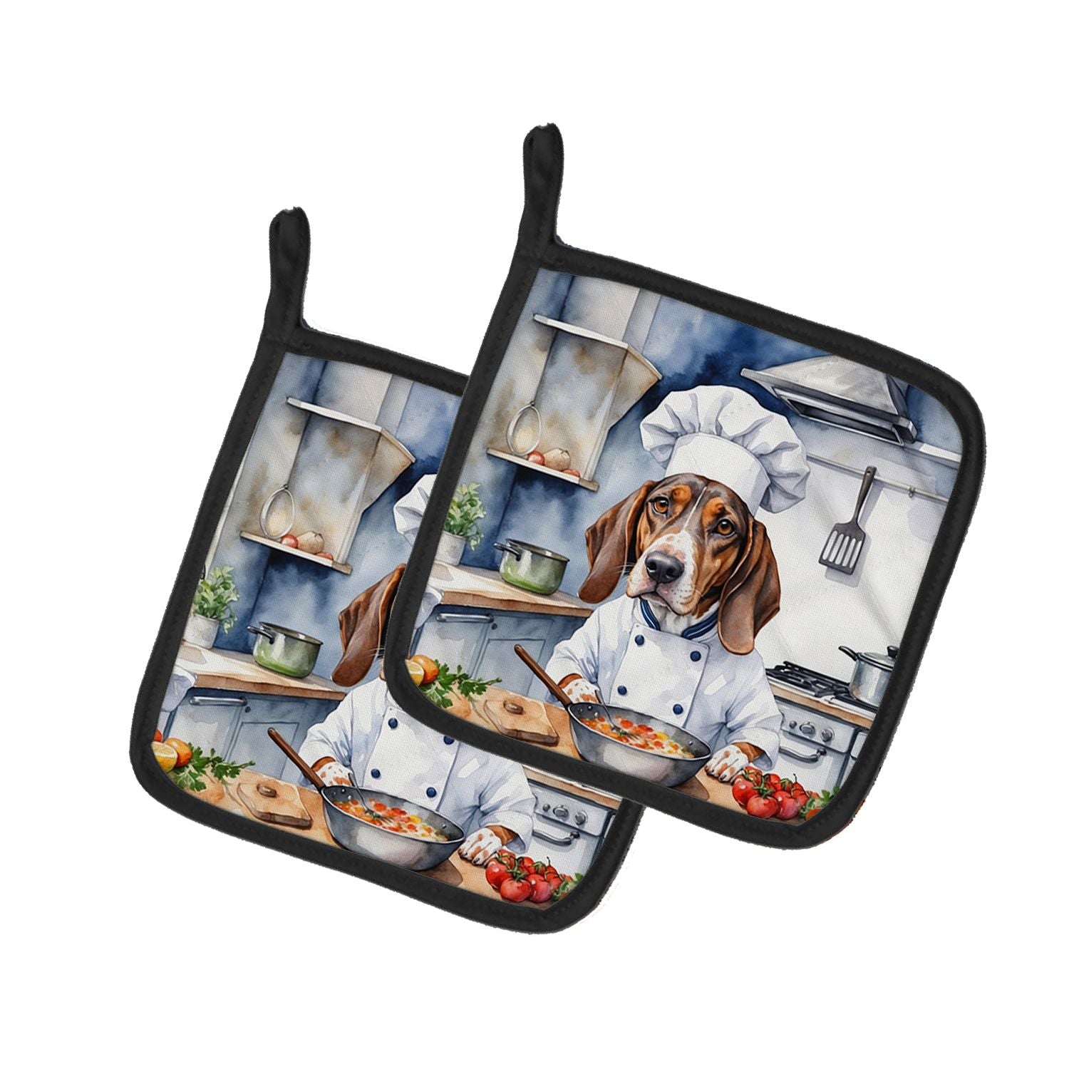 American English Coonhound The Chef Pair of Pot Holders Kitchen Heat Resistant Pot Holders Sets Oven Hot Pads for Cooking Baking