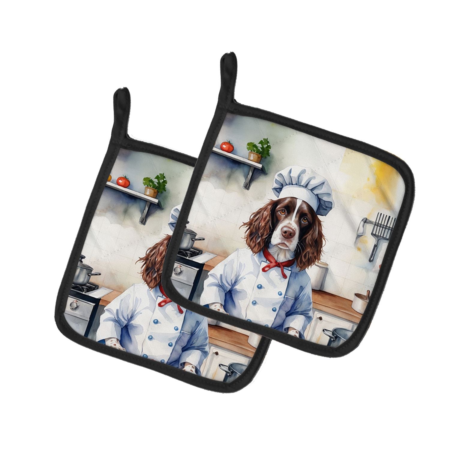 English Springer Spaniel The Chef Pair of Pot Holders Kitchen Heat Resistant Pot Holders Sets Oven Hot Pads for Cooking Baking B