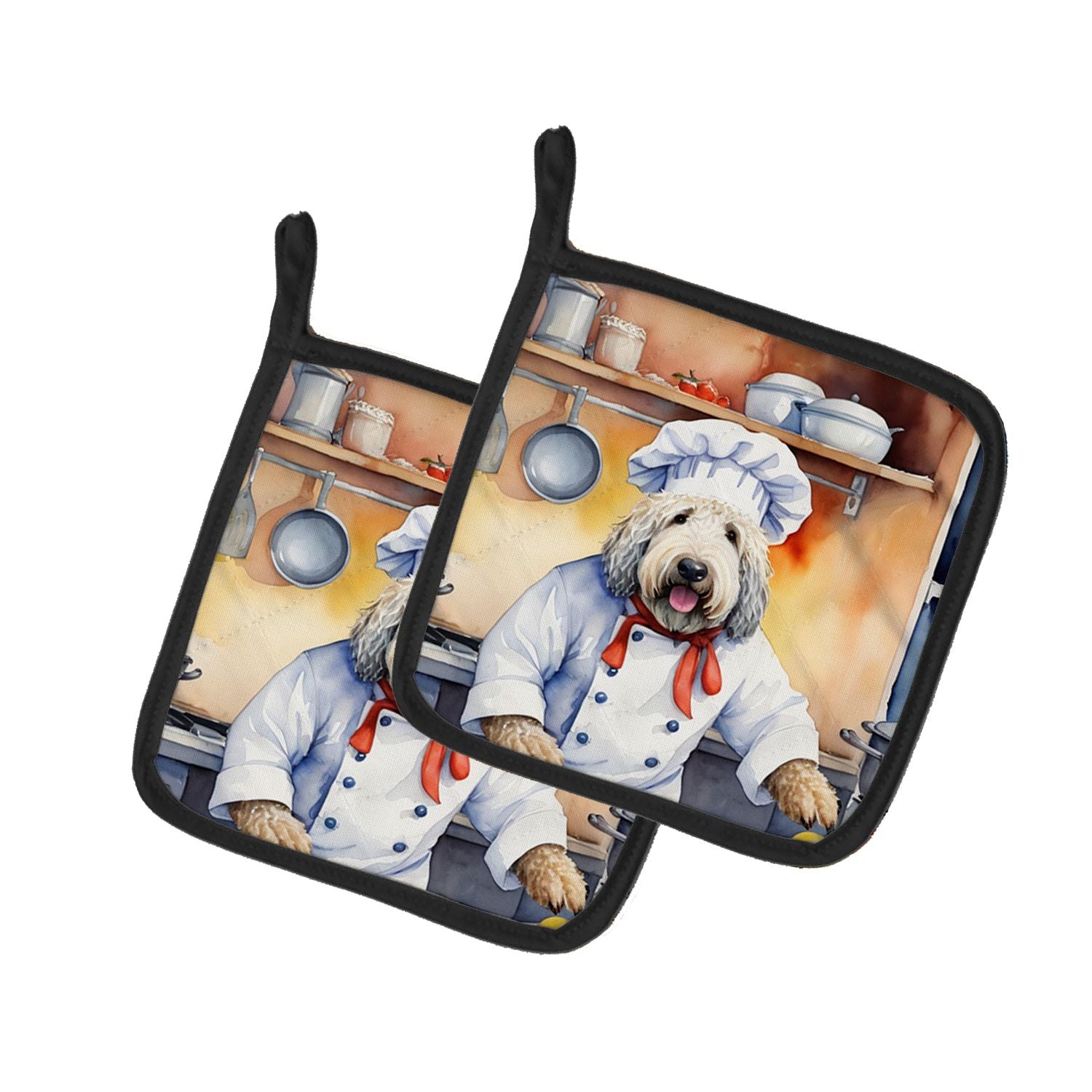 Komondor The Chef Pair of Pot Holders Kitchen Heat Resistant Pot Holders Sets Oven Hot Pads for Cooking Baking BBQ, 7 1/2 x 7 1/