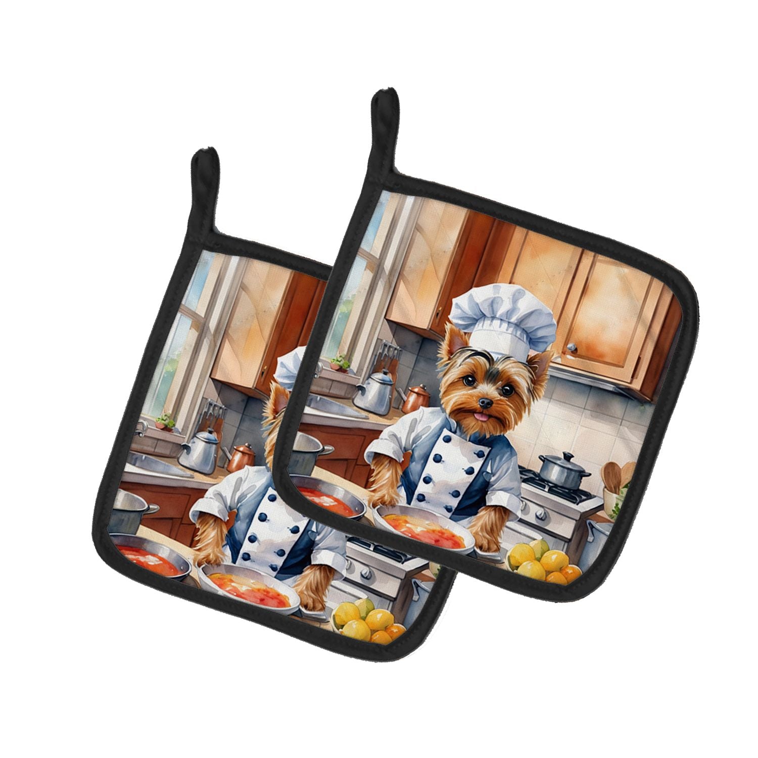 Yorkie Yorkshire Terrier The Chef Pair of Pot Holders Kitchen Heat Resistant Pot Holders Sets Oven Hot Pads for Cooking Baking B