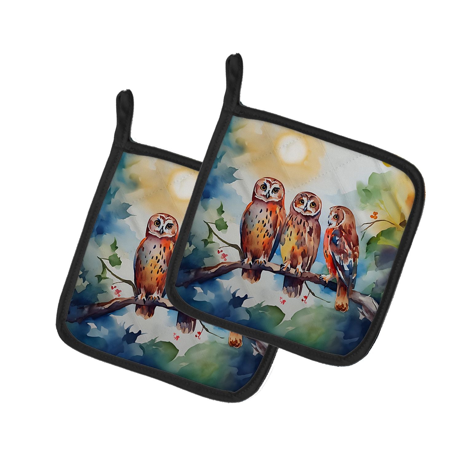 Owls Pair of Pot Holders Kitchen Heat Resistant Pot Holders Sets Oven Hot Pads for Cooking Baking BBQ, 7 1/2 x 7 1/2