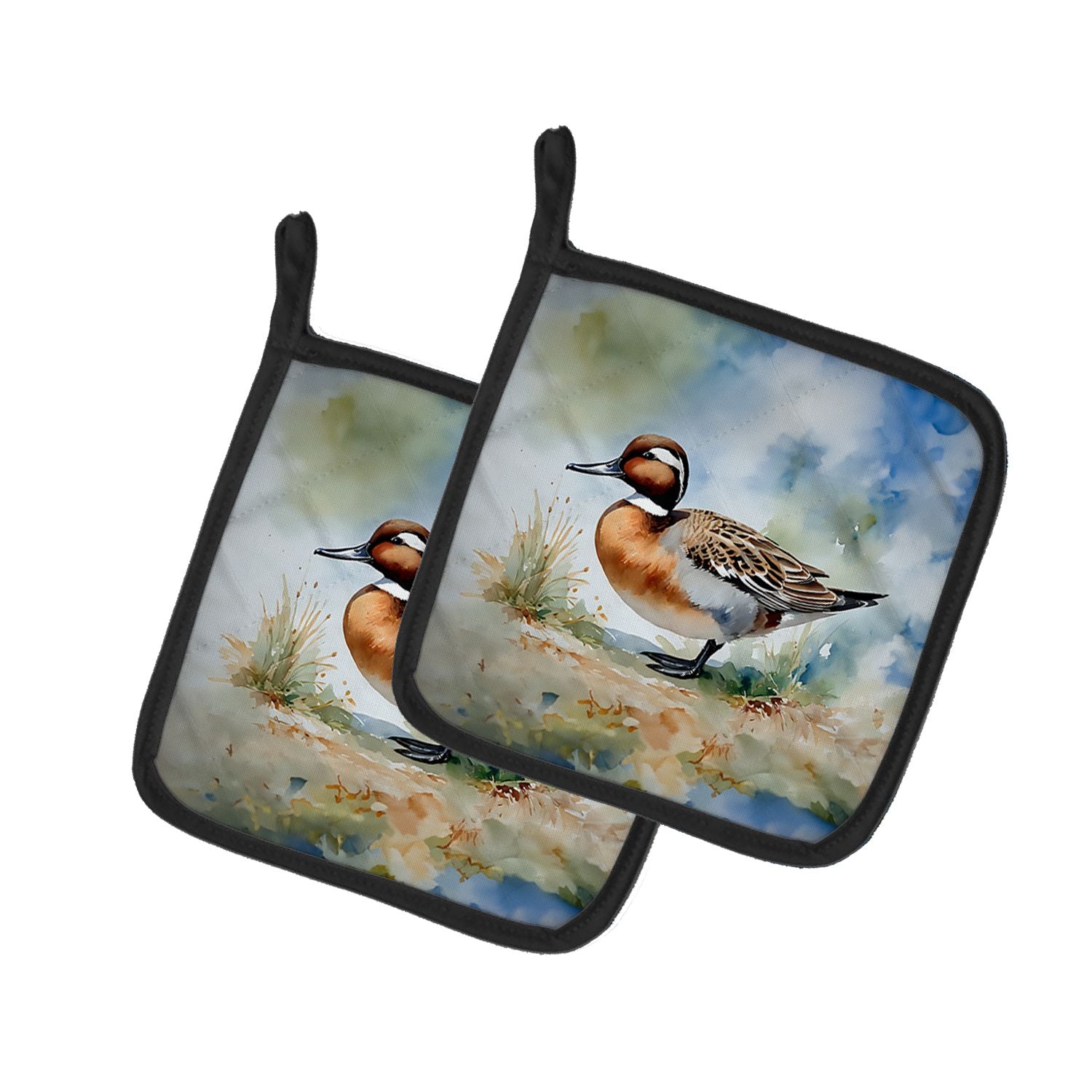Northern Pintail Pair of Pot Holders Kitchen Heat Resistant Pot Holders Sets Oven Hot Pads for Cooking Baking BBQ, 7 1/2 x 7 1/2