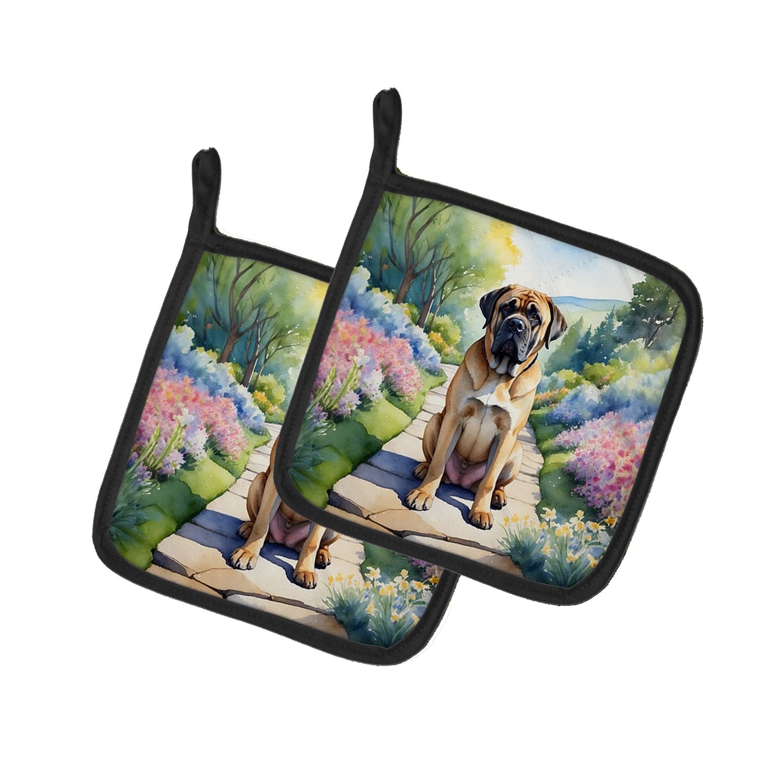 Mastiff Spring Path Pair of Pot Holders Kitchen Heat Resistant Pot Holders Sets Oven Hot Pads for Cooking Baking BBQ, 7 1/2 x 7 