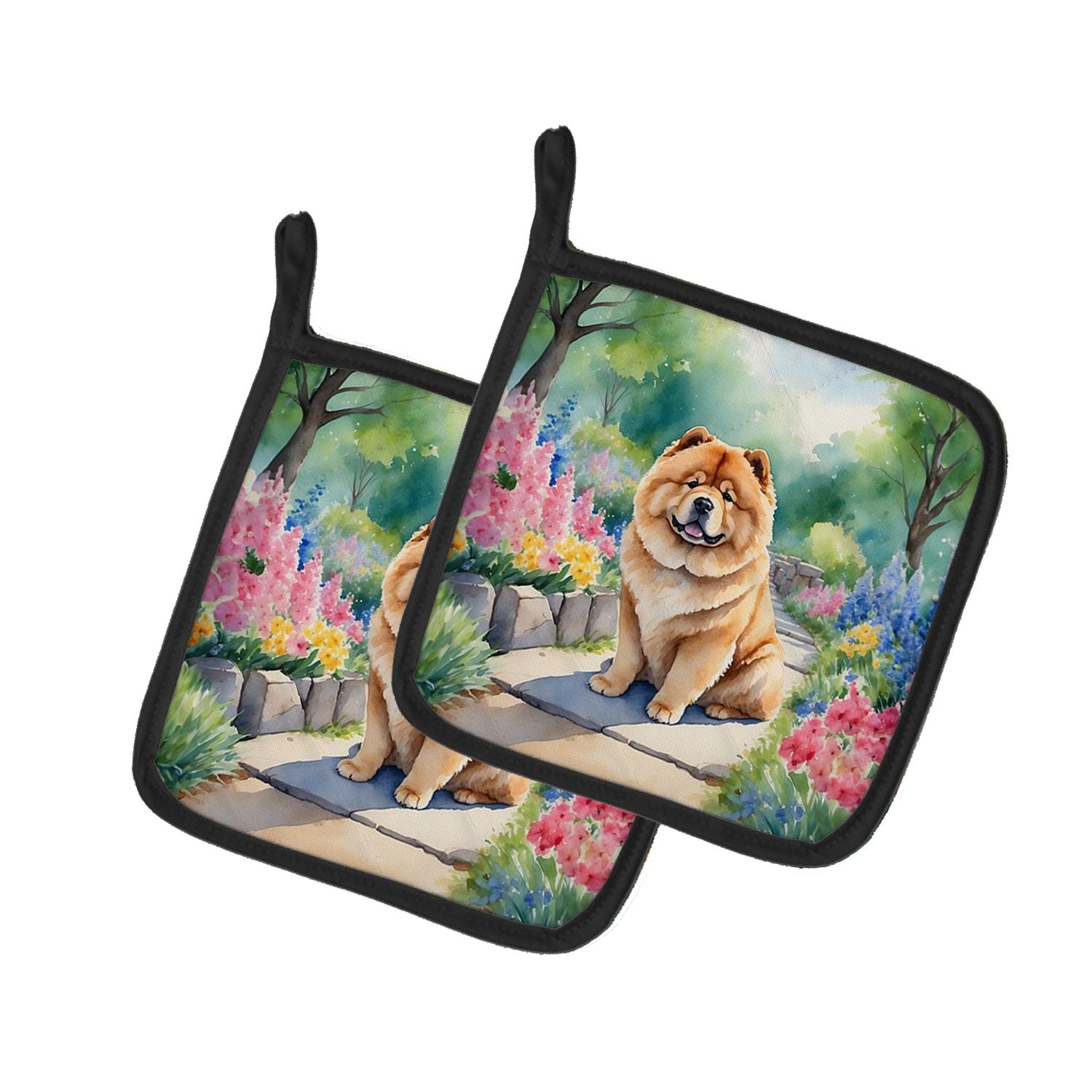Chow Chow Spring Path Pair of Pot Holders Kitchen Heat Resistant Pot Holders Sets Oven Hot Pads for Cooking Baking BBQ, 7 1/2 x 