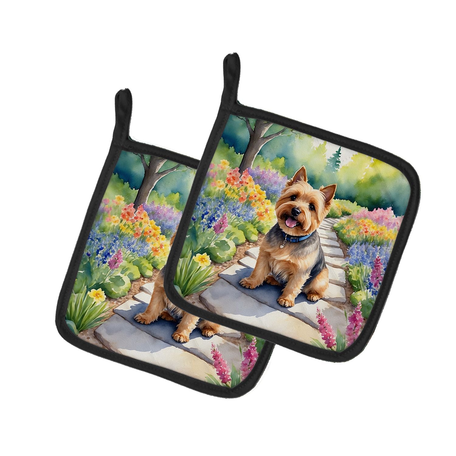 Norwich Terrier Spring Path Pair of Pot Holders Kitchen Heat Resistant Pot Holders Sets Oven Hot Pads for Cooking Baking BBQ, 7 