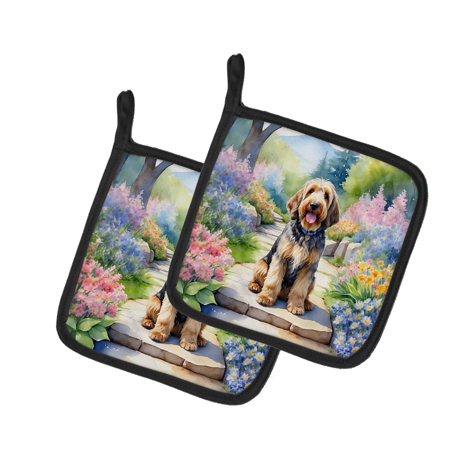 Otterhound Spring Path Pair of Pot Holders Kitchen Heat Resistant Pot Holders Sets Oven Hot Pads for Cooking Baking BBQ, 7 1/2 x