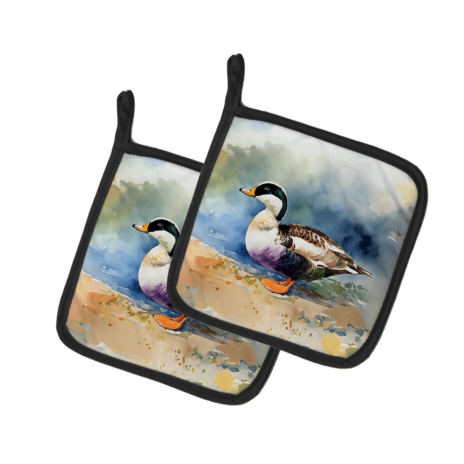 Common Eider Duck Pair of Pot Holders Kitchen Heat Resistant Pot Holders Sets Oven Hot Pads for Cooking Baking BBQ, 7 1/2 x 7 1/